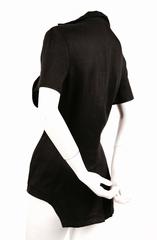 2005 YOHJI YAMAMOTO black linen runway jacket with lace inserts