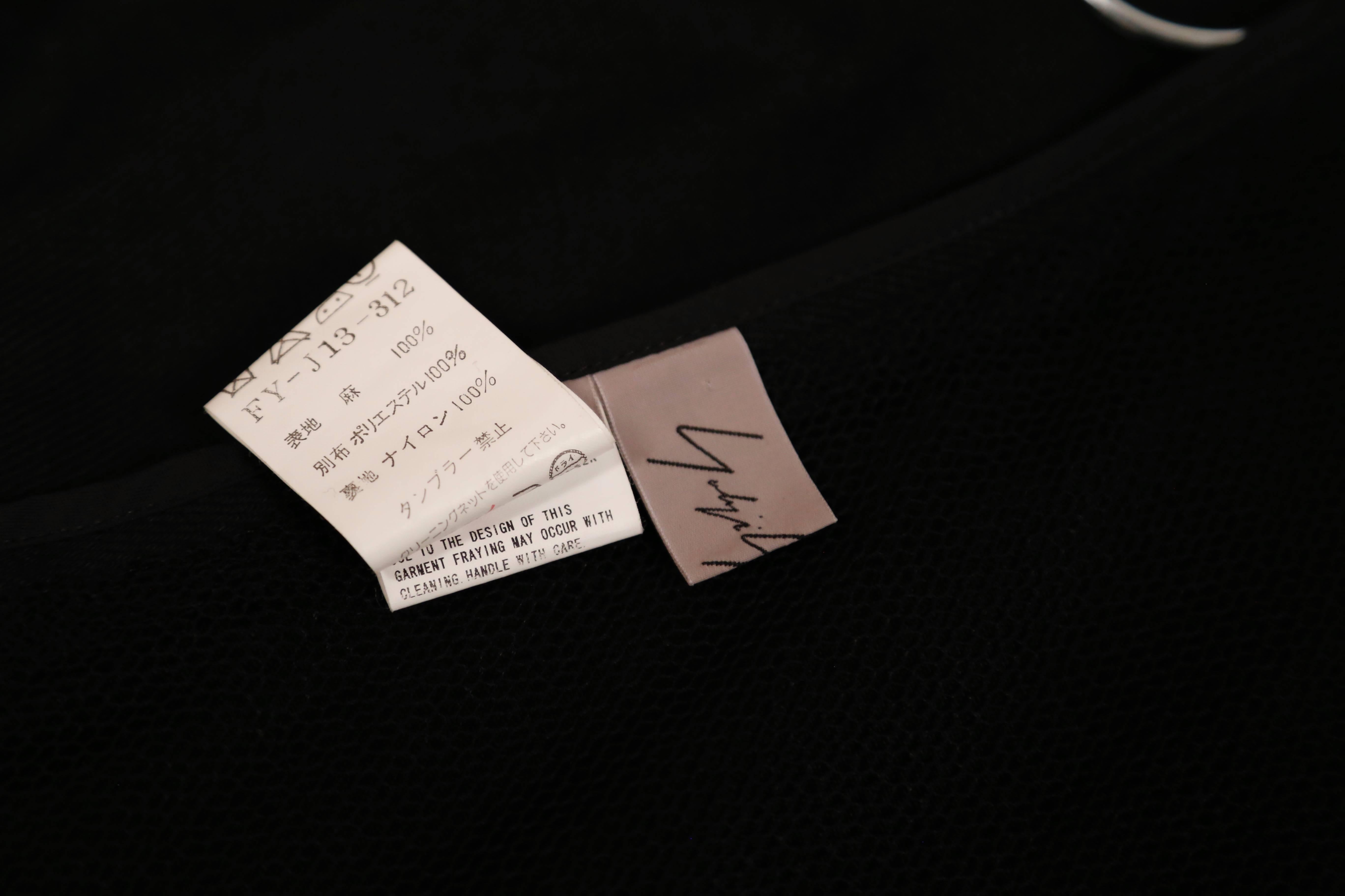Women's or Men's 2005 YOHJI YAMAMOTO black linen runway jacket with lace inserts