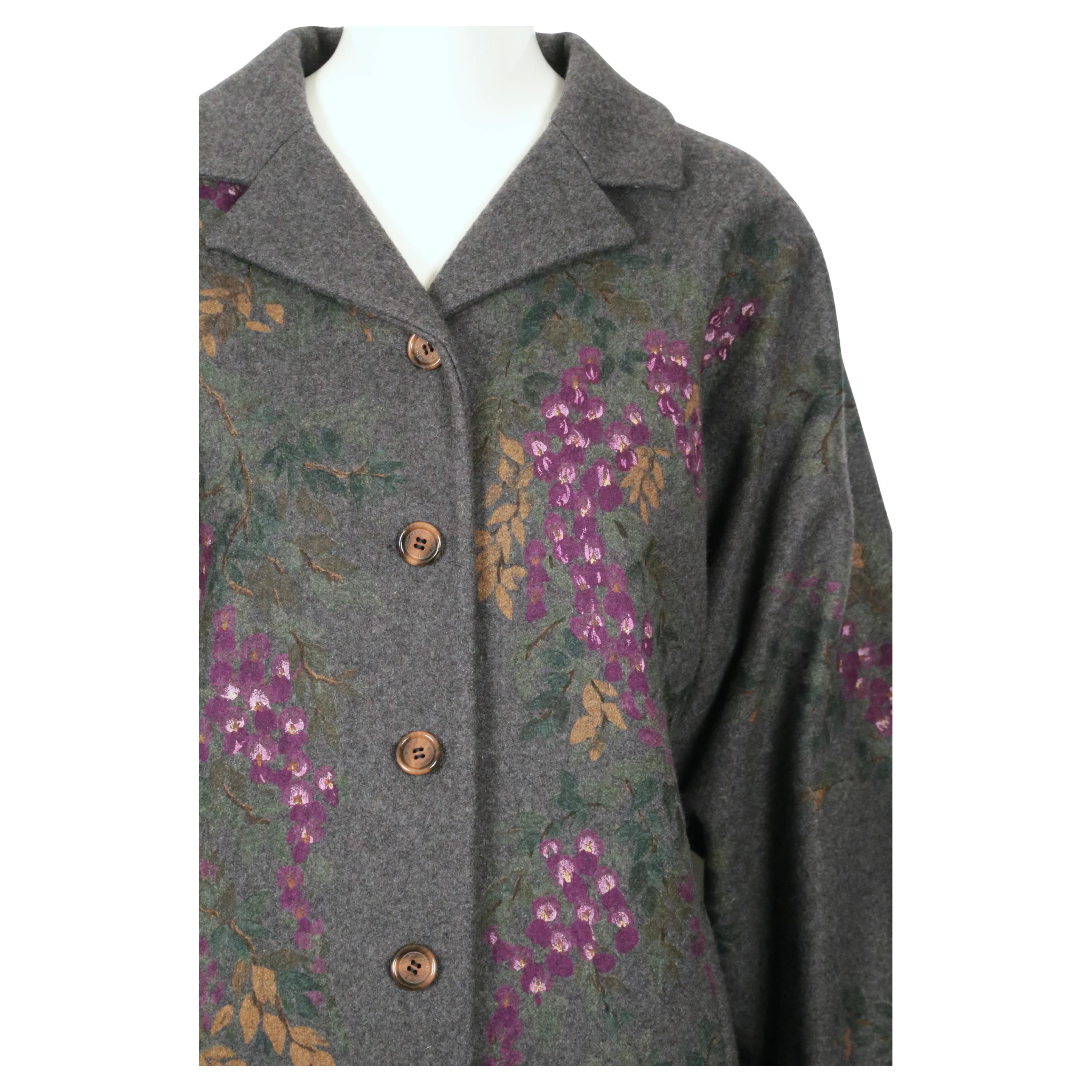 1998 DOLCE & GABBANA handbemalter Kimonomantel aus grauer Wolle (Schwarz) im Angebot