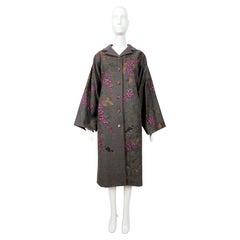 1998 DOLCE & GABBANA abrigo Kimono de lana gris pintado a mano