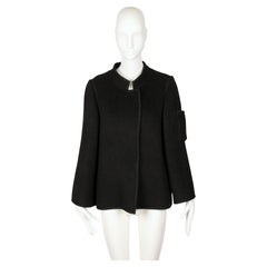1960's LANVIN demi couture black fuzzy wool jacket with felt trim