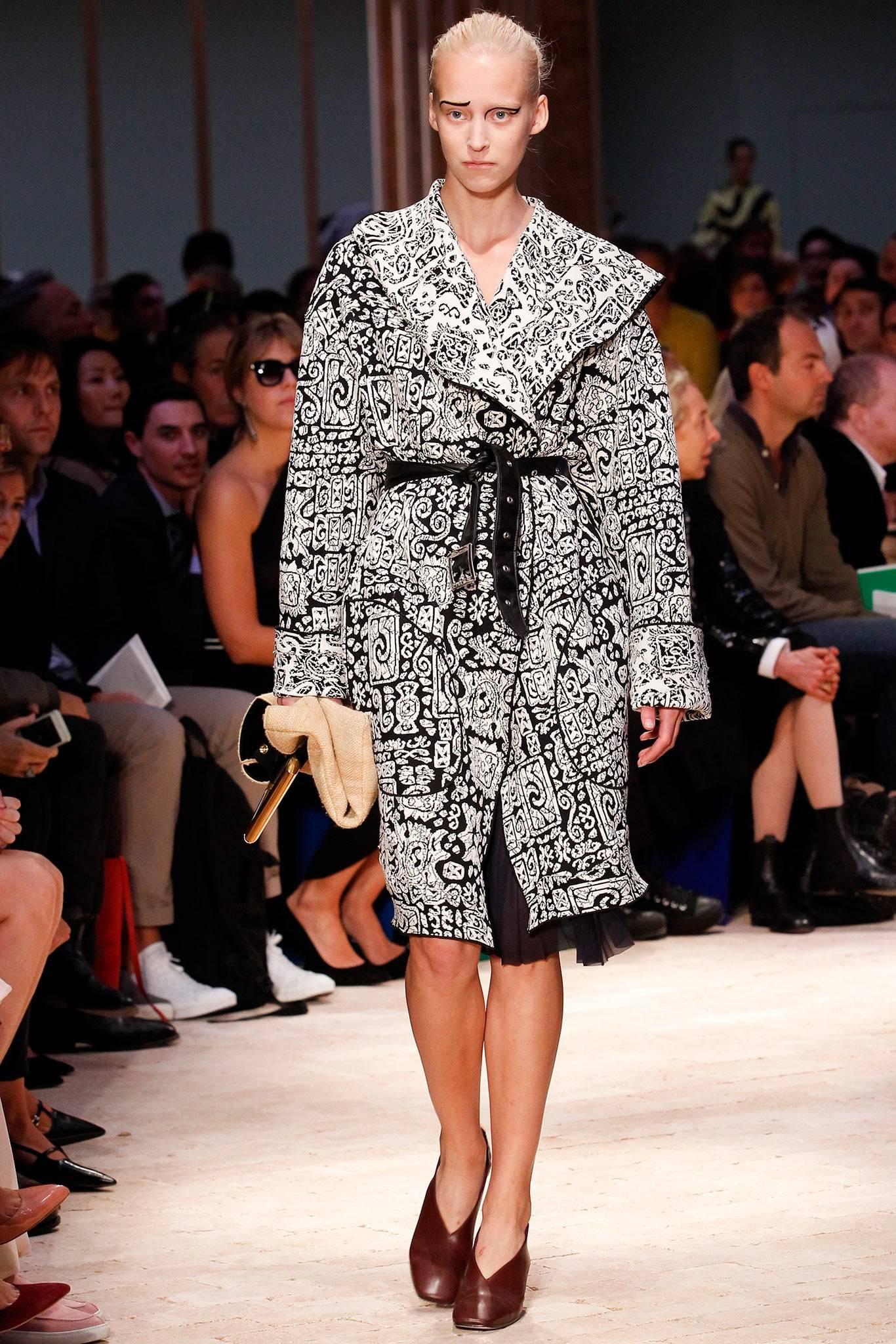CELINE black and off-white oversized knit runway coat - 2014 1
