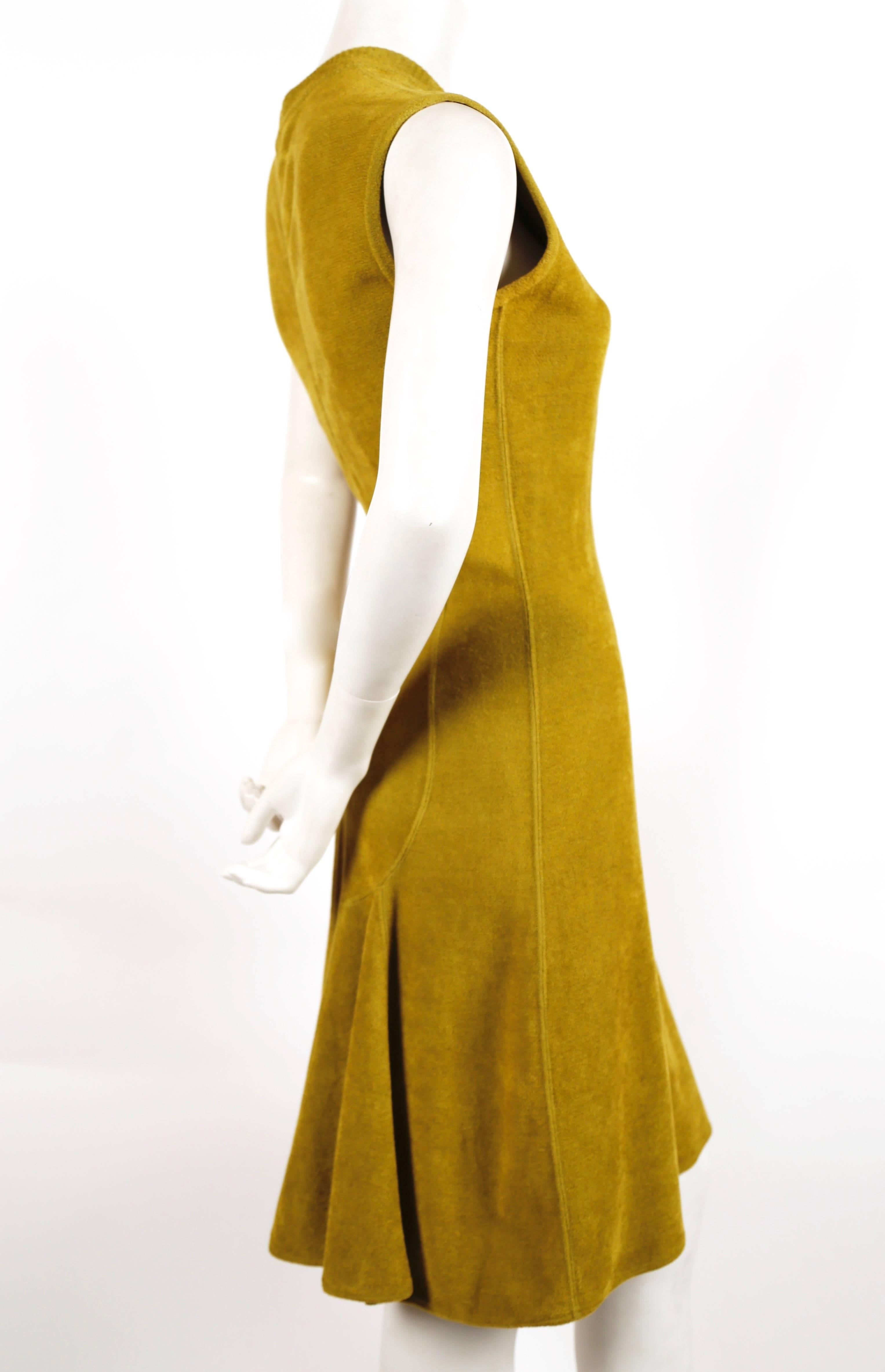 Brown 1990's AZZEDINE ALAIA chartreuse chenille dress