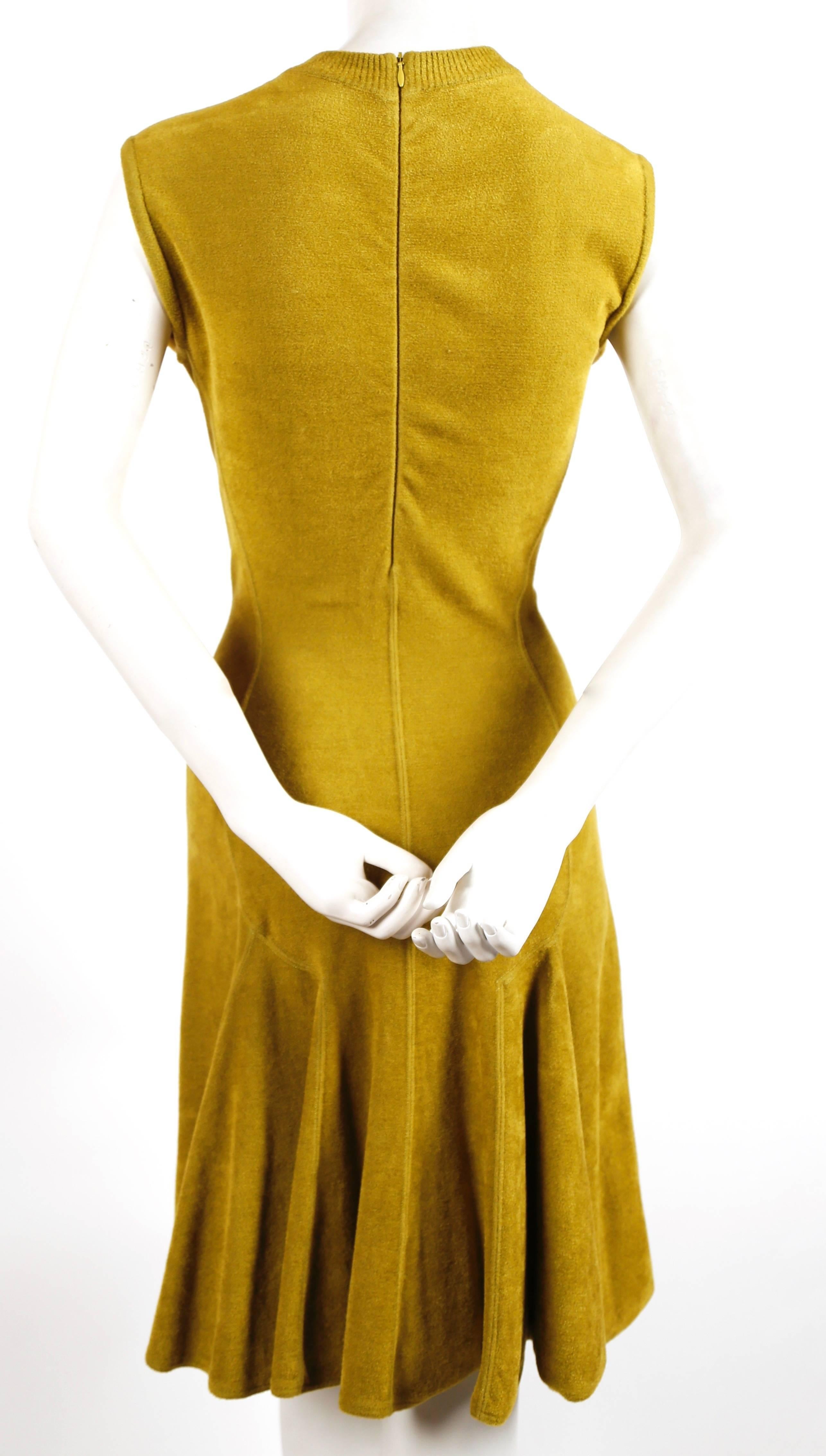 1990's AZZEDINE ALAIA chartreuse chenille dress In Good Condition In San Fransisco, CA