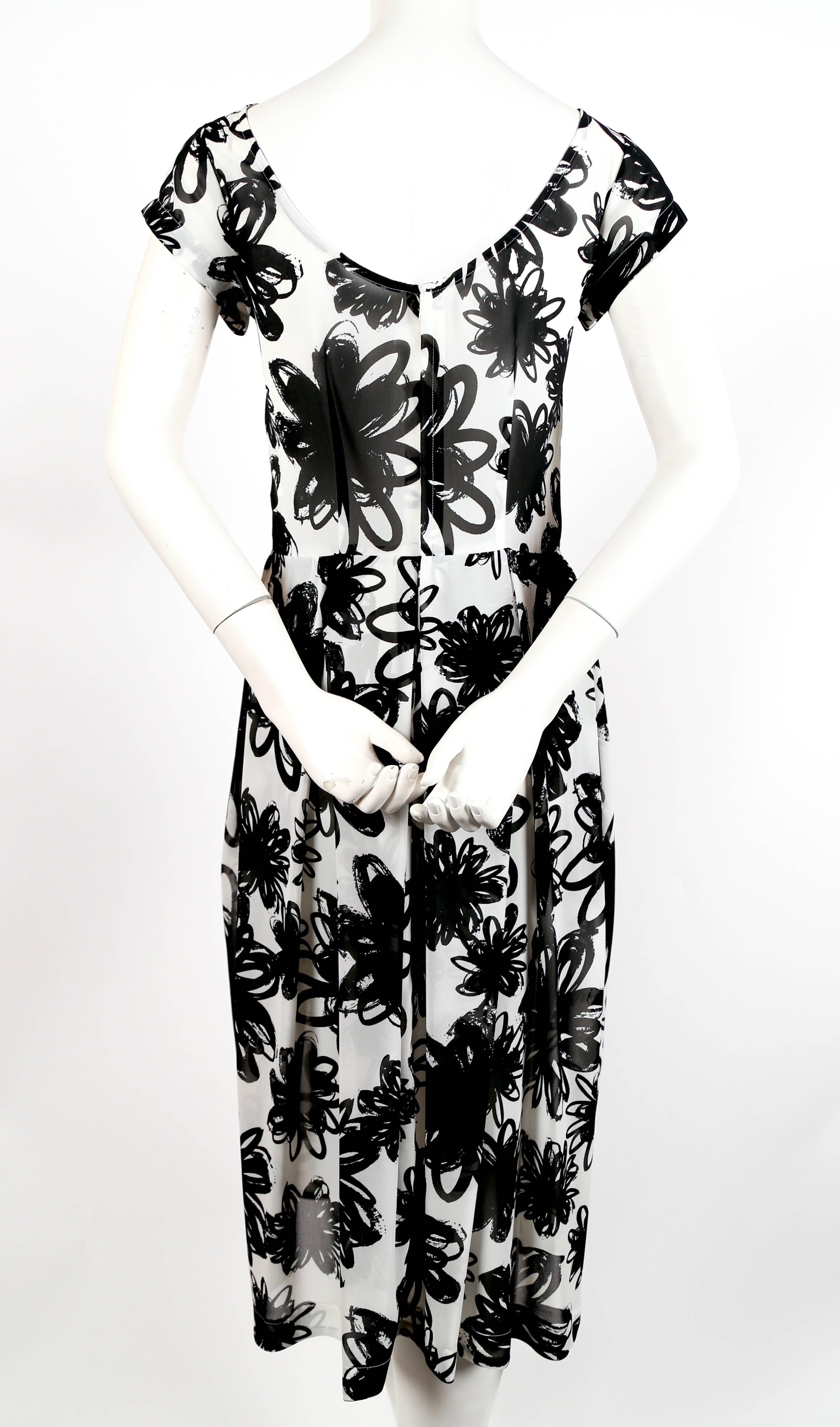 Black COMME DES GARCONS black and white abstract floral printed dress