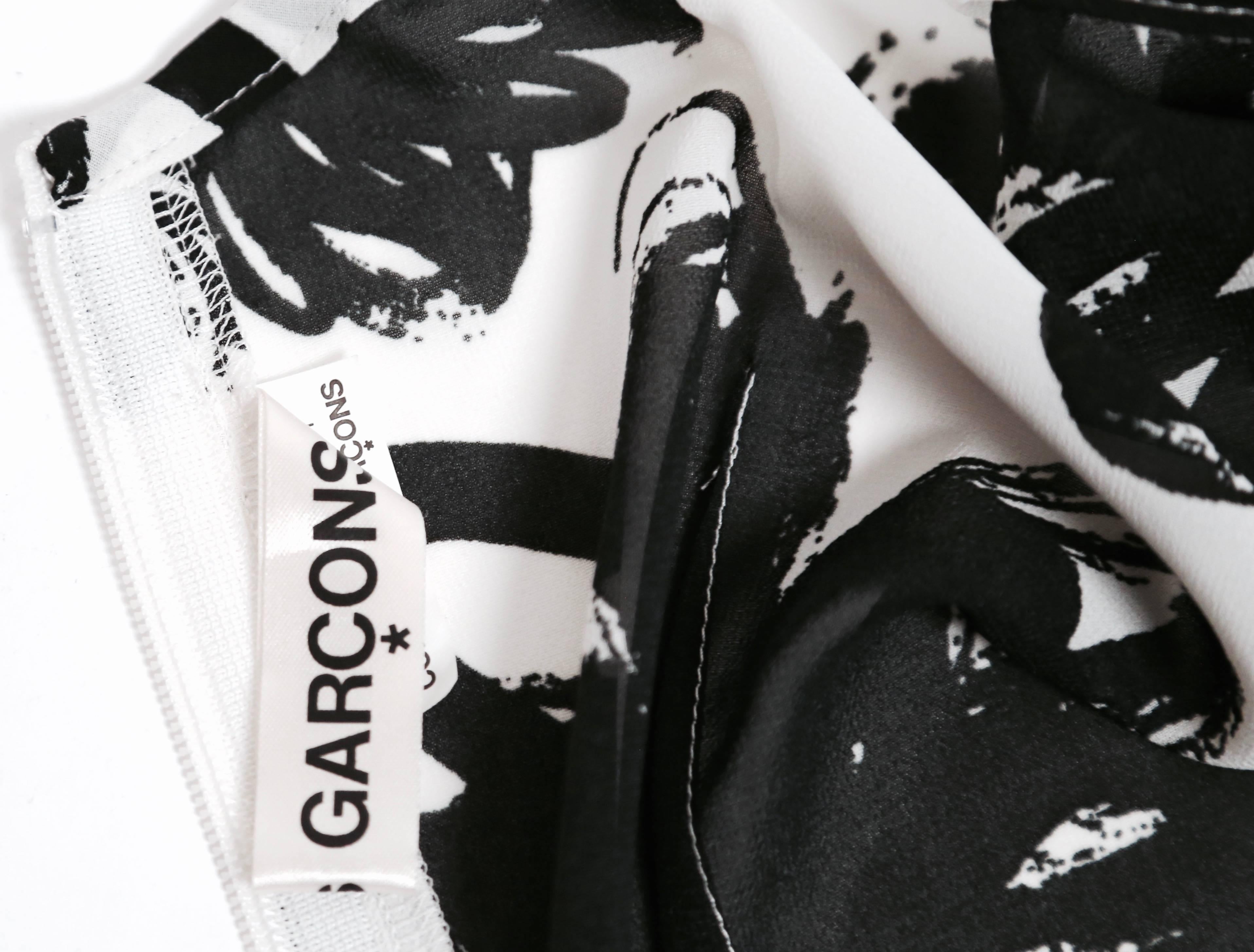COMME DES GARCONS black and white abstract floral printed dress In Excellent Condition In San Fransisco, CA