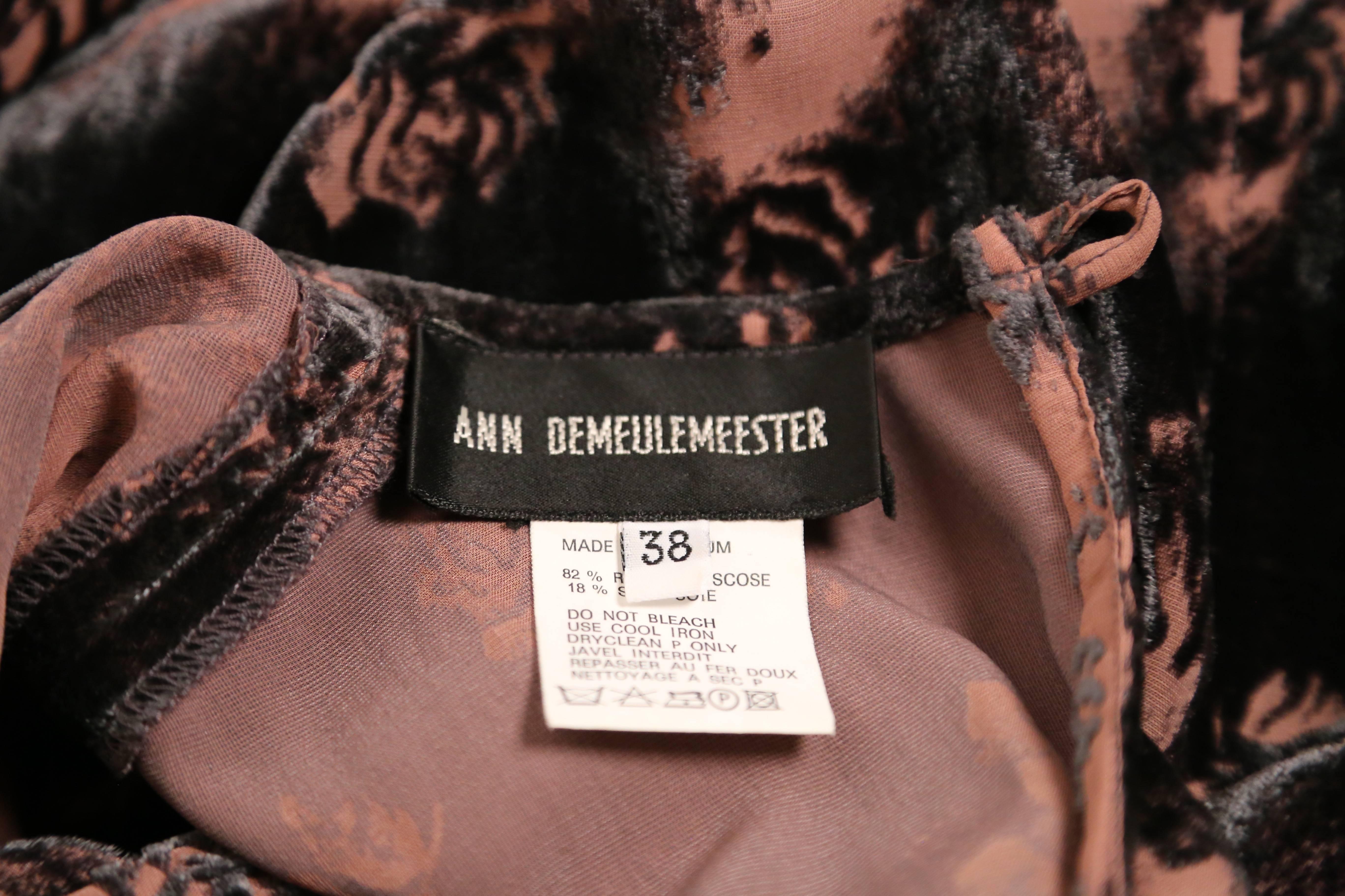 1990's ANN DEMEULEMEESTER pink and black velvet maxi dress In Good Condition In San Fransisco, CA