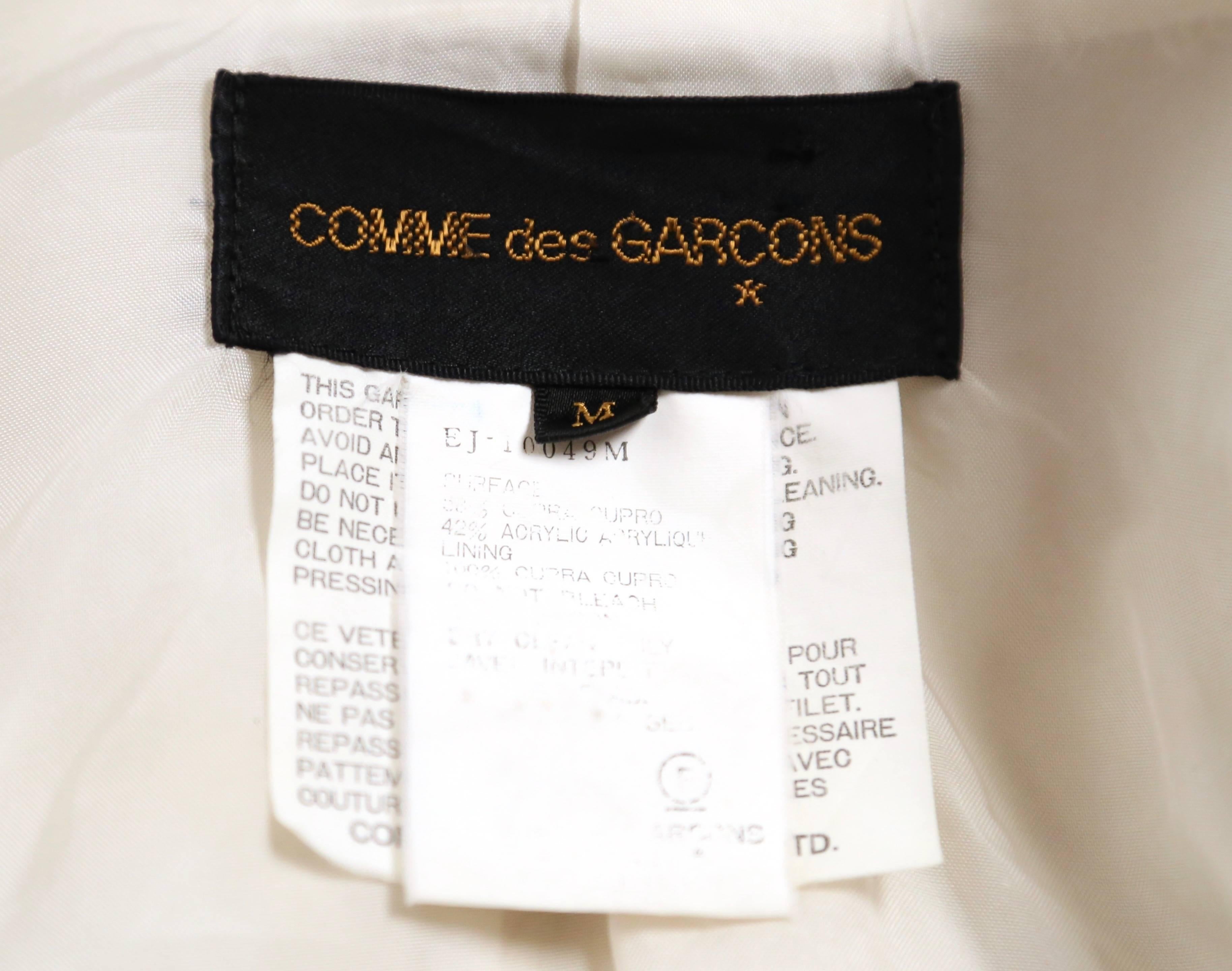 Women's or Men's 1993 COMME DES GARCONS 'elongated' cream brocade runway coat