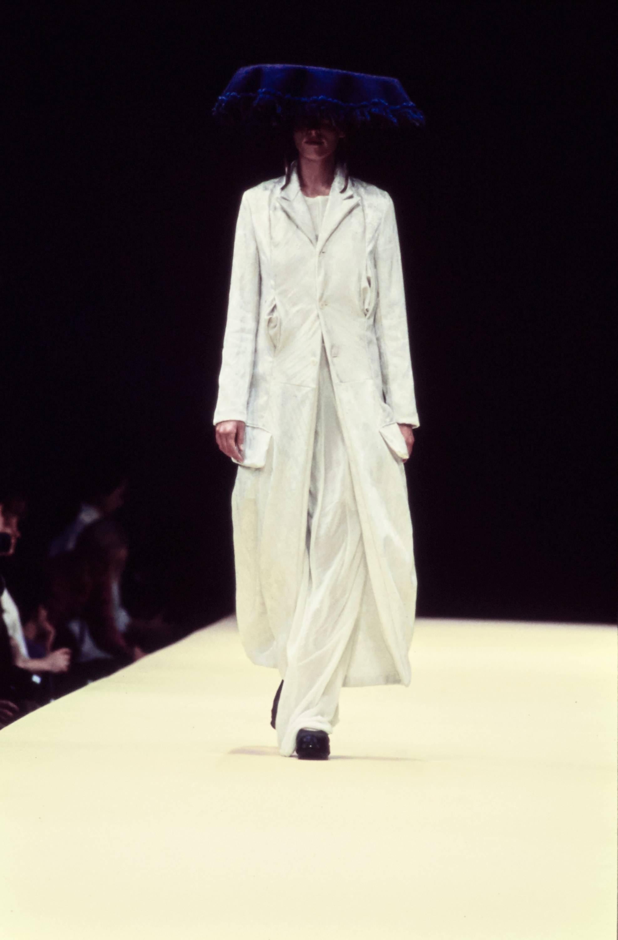 1993 COMME DES GARCONS 'elongated' cream brocade runway coat 1
