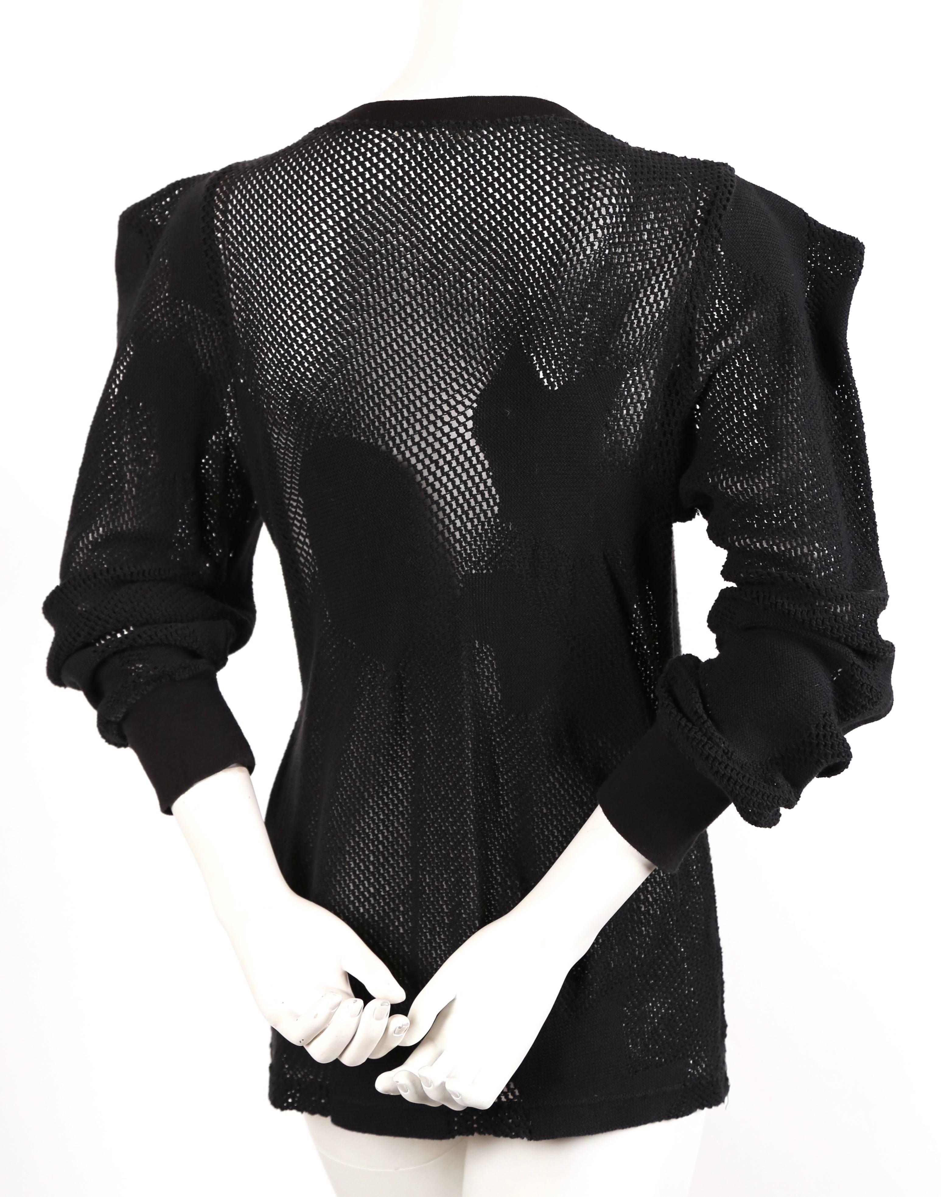 Women's or Men's 1980's COMME DES GARCONS black knit top with peaked shoulders