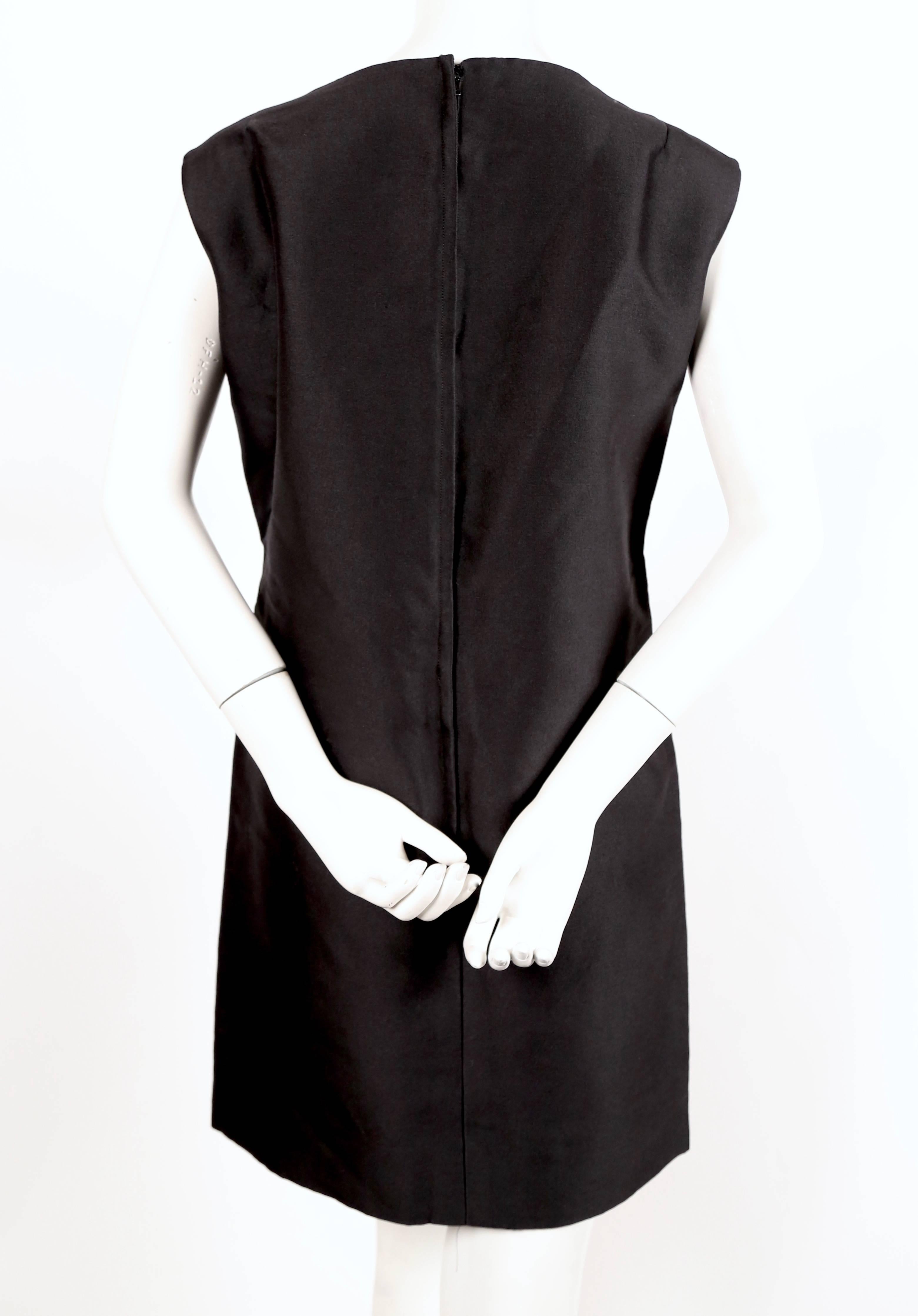 Black 1960's TEAL TRAINA classic black wool shift dress with pockets