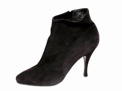 1990's AZZEDINE ALAIA jet black suede ankle boots