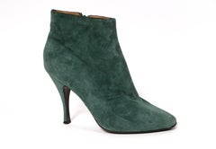 1990's AZZEDINE ALAIA emerald green suede ankle boots