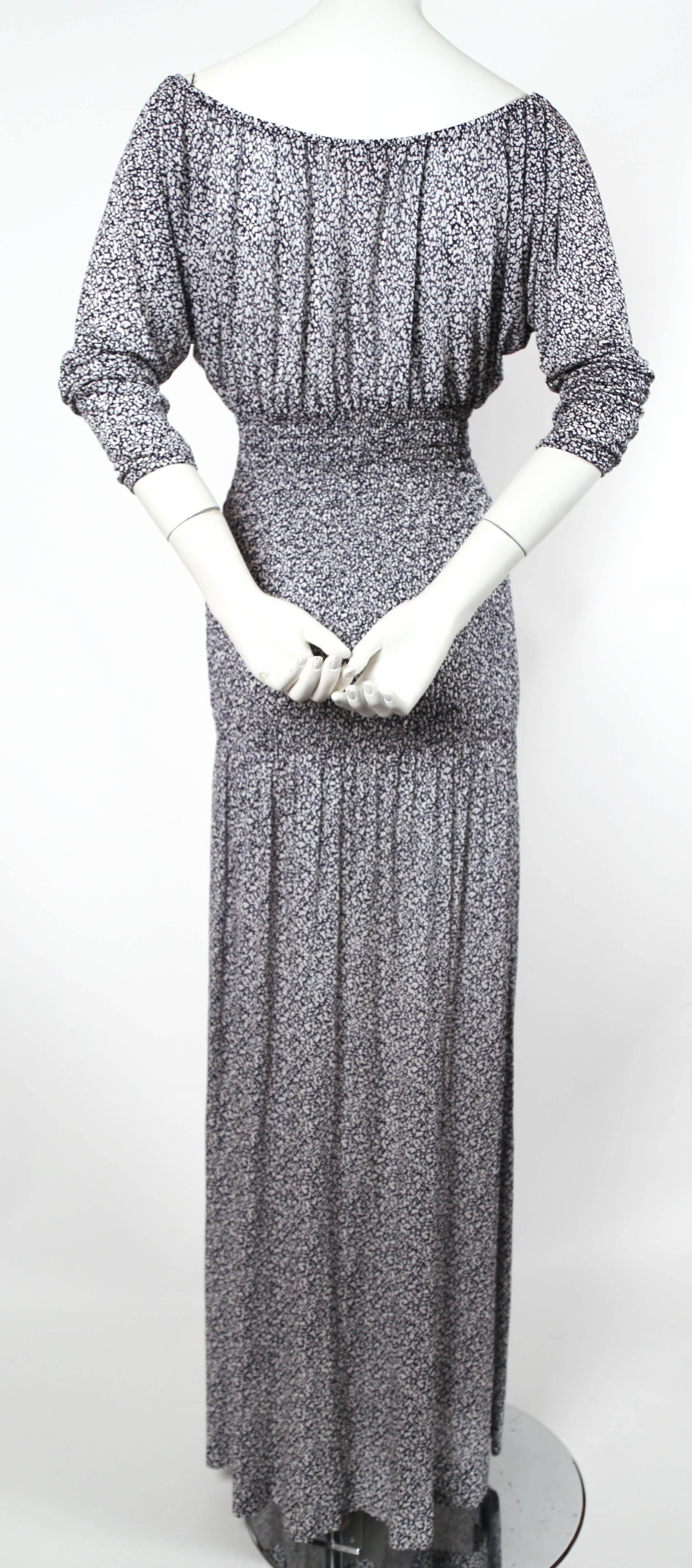 Women's or Men's 1970's YVES SAINT LAURENT abstract printed silk jersey dress