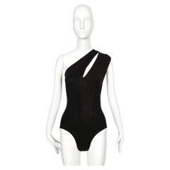 unworn 1989 AZZEDINE ALAIA black cotton RUNWAY bodysuit