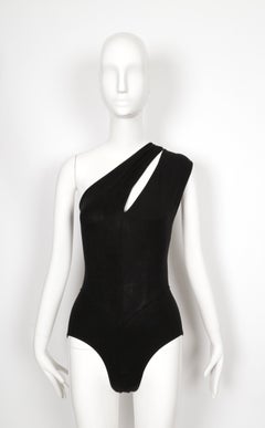 unworn 1989 AZZEDINE ALAIA black cotton RUNWAY bodysuit