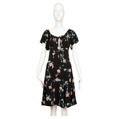 documented 1972 OSSIE CLARK / CELIA BIRTWELL 'BUSY LIZZIE' printed black dress