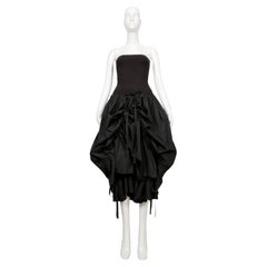 Vintage 1988 Dolce & Gabbana Black Strapless Cotton Dress with Skirt