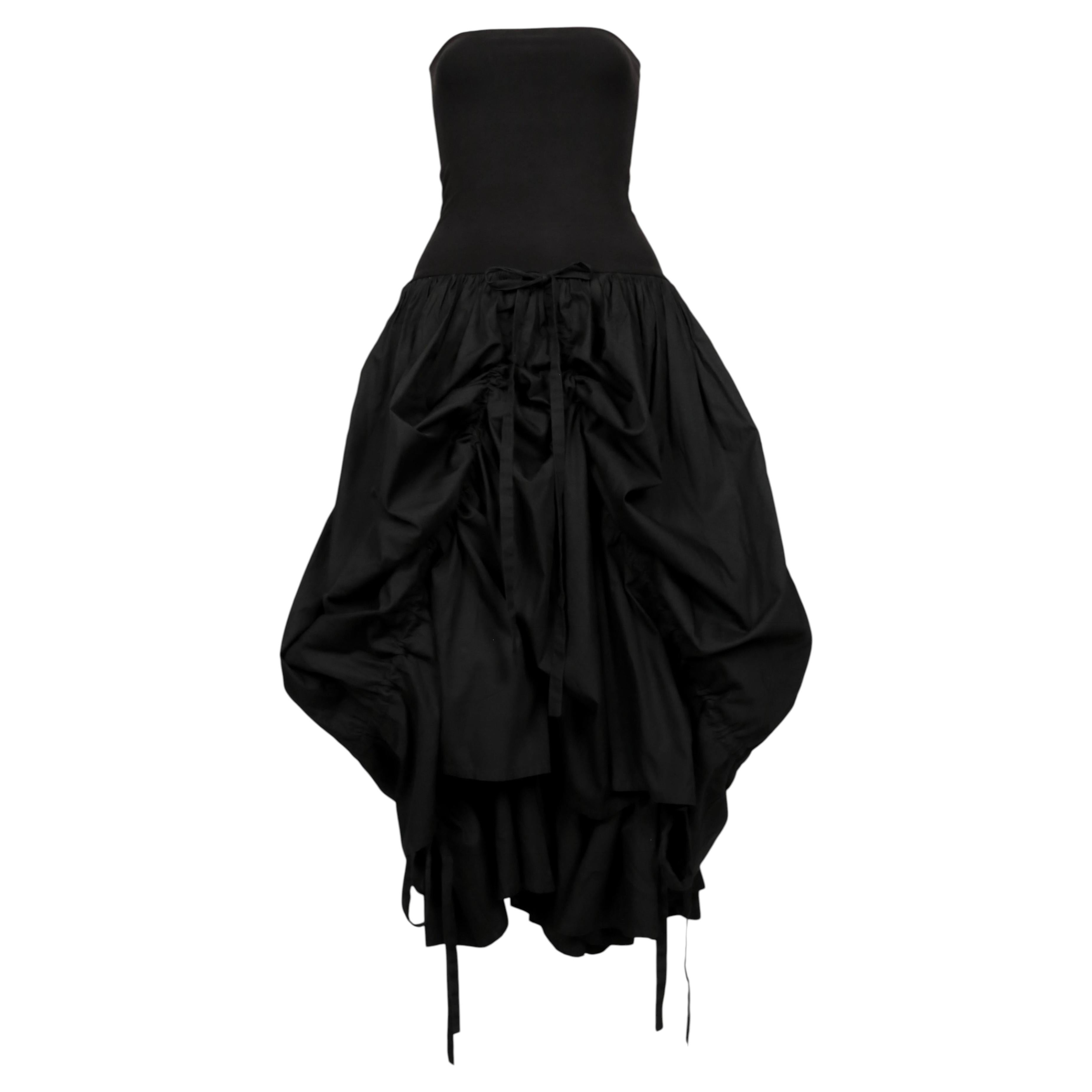 Robe vintage Dolce & Gabbana de 1988, en coton noir, sans bretelles, avec jupe