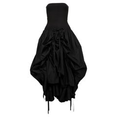 Vintage 1988 Dolce & Gabbana Black Strapless Cotton Dress with Skirt