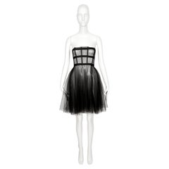 Herbst 2019 CHRISTIAN DIOR von Maria Grazia Chiuri – transparentes schwarzes Tüll-Korsettkleid
