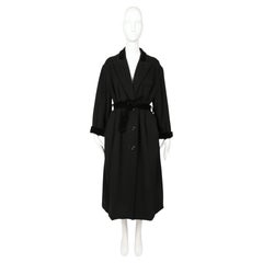 1997 JEAN PAUL GAULTIER: cappotto-accappatoio in lana mohair nera - bordi in velluto e ampio spacco