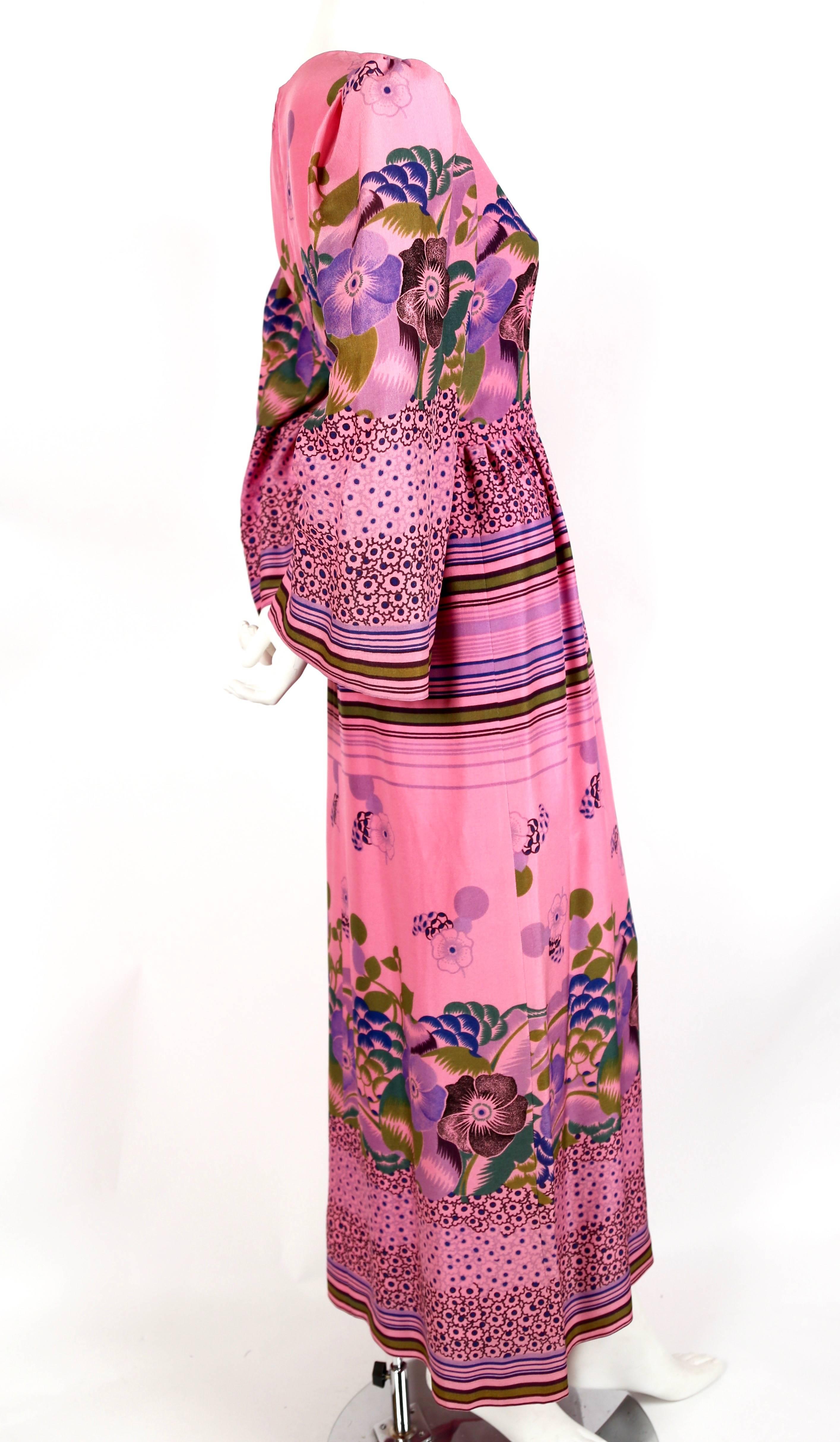 Purple 1960's LANVIN haute couture floral crepe dress