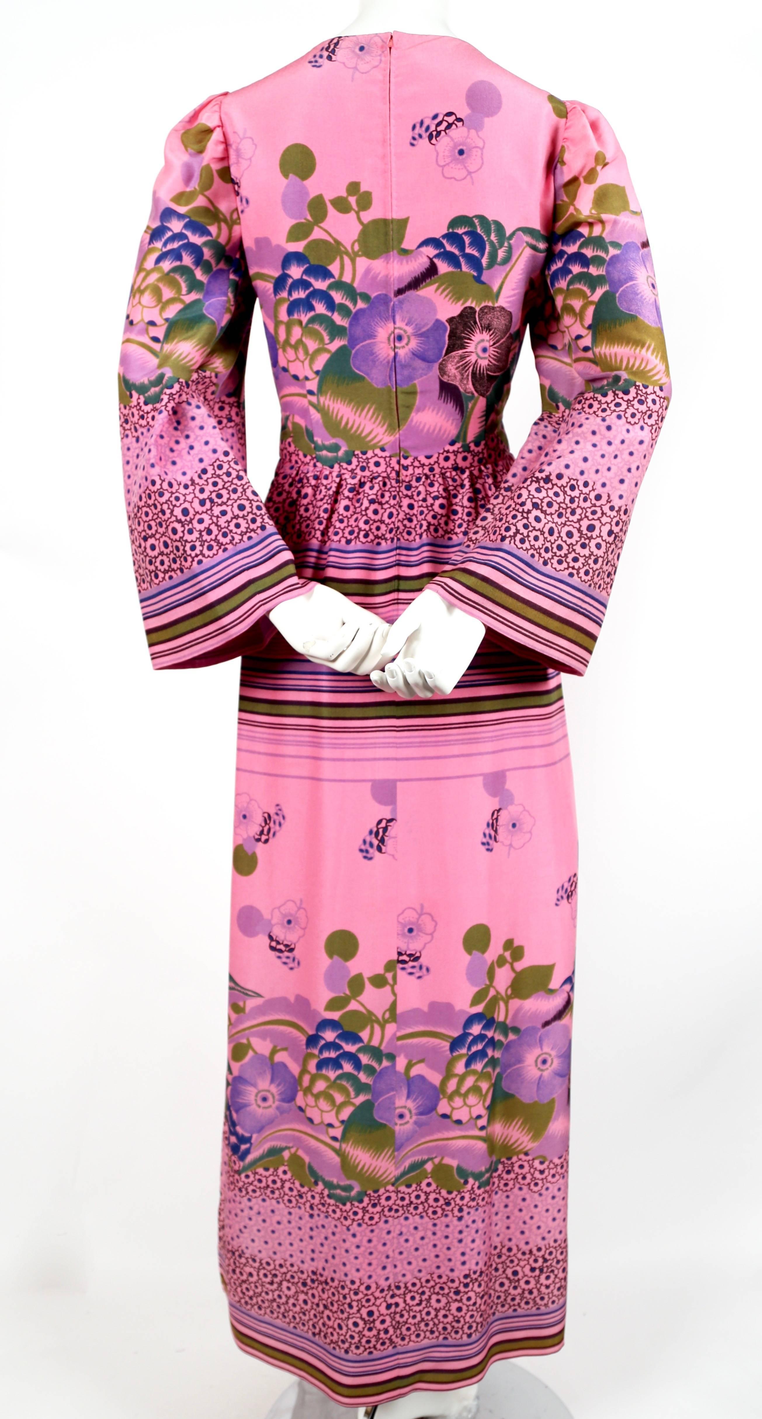 1960's LANVIN haute couture floral crepe dress In Excellent Condition In San Fransisco, CA