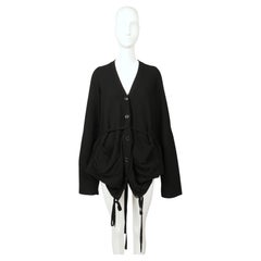 2000's ANN DEMEULEMEESTER oversized black wool cashmere cardigan sweater
