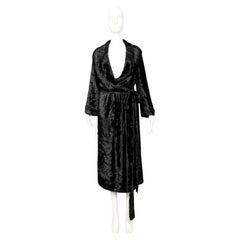 1992 AZZEDINE ALAIA black chenille Runway robe coat