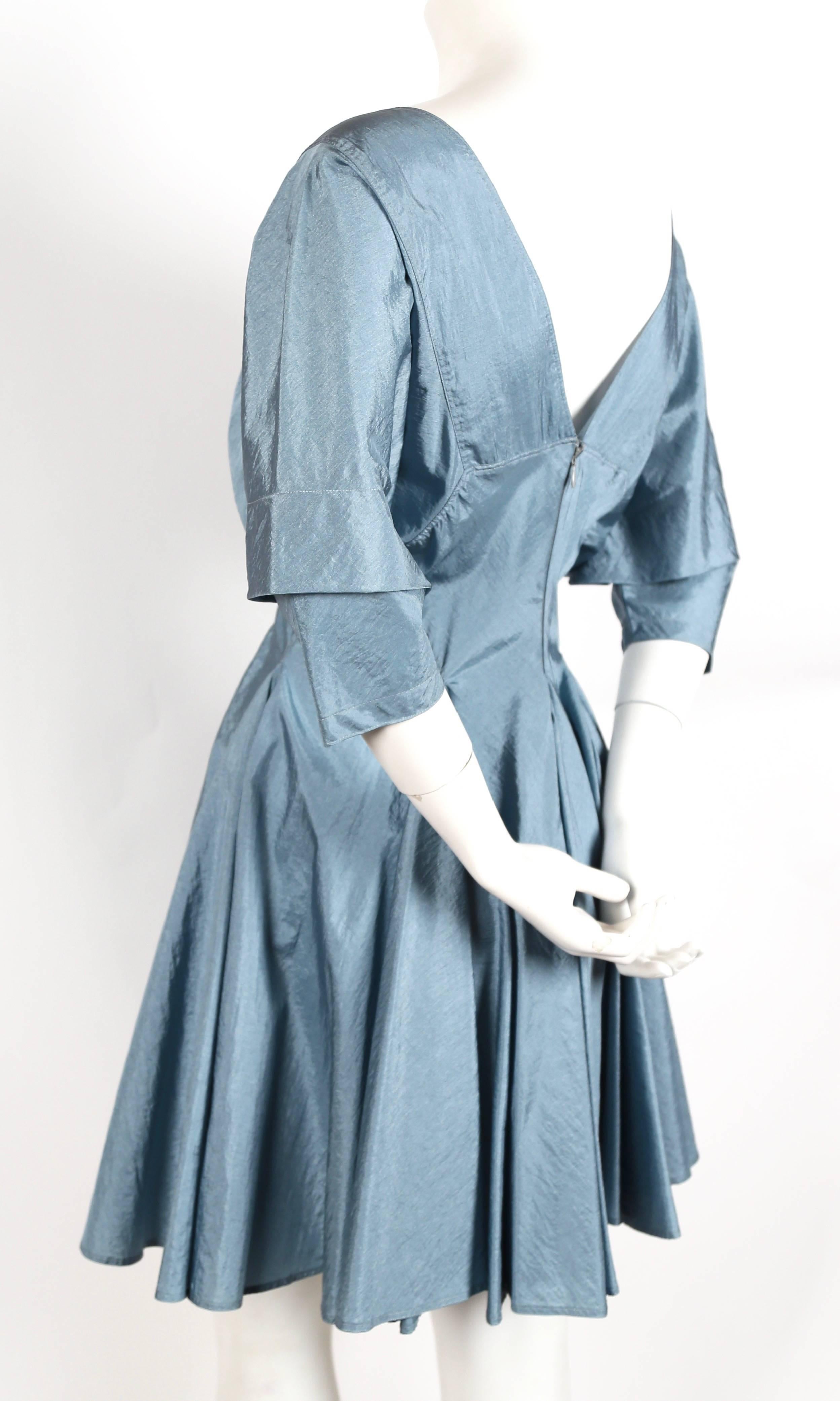 Blue Azzedine Alaia turquoise nylon dress with full skirt, 1980s