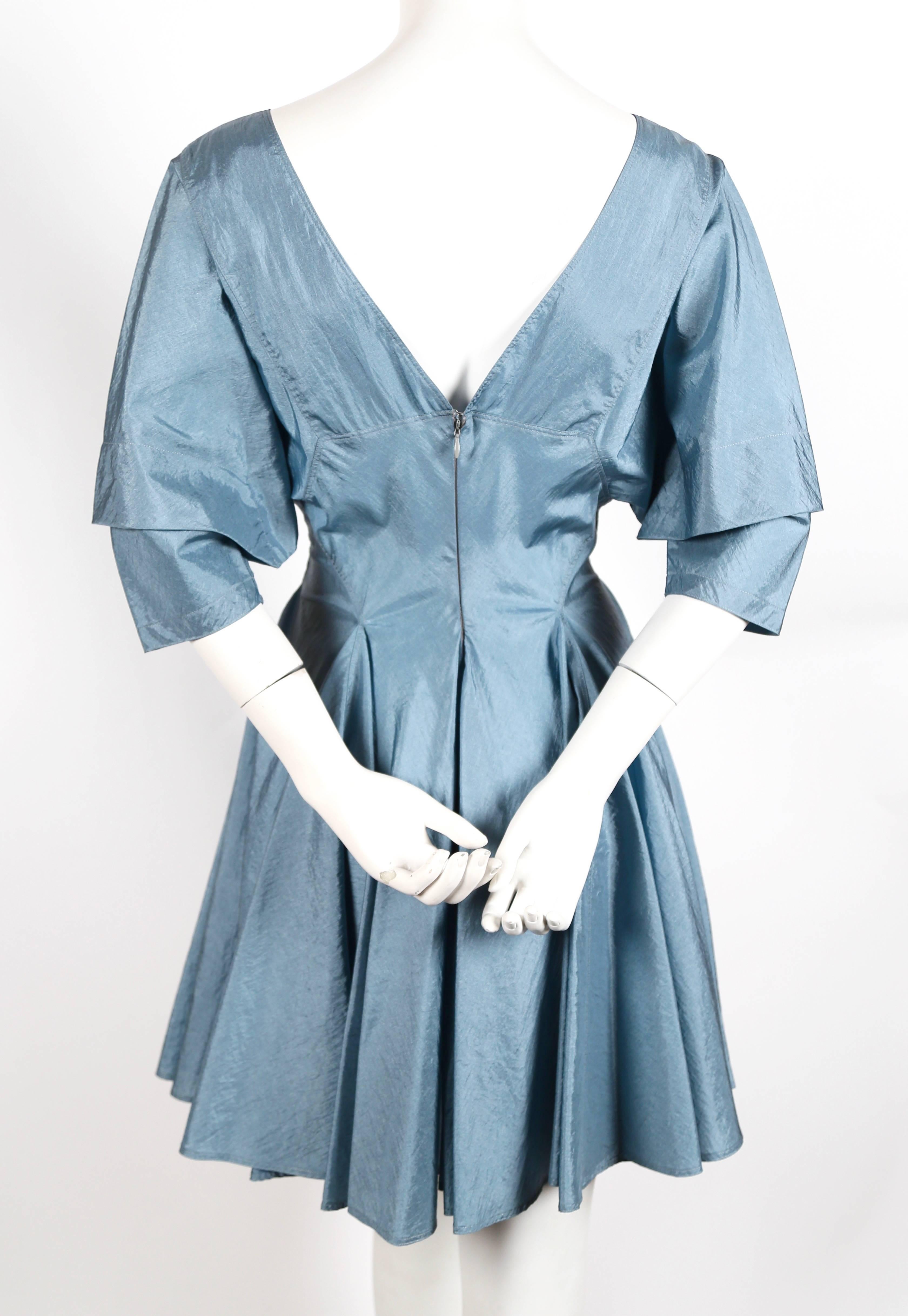 Azzedine Alaia turquoise nylon dress with full skirt, 1980s  In Excellent Condition In San Fransisco, CA