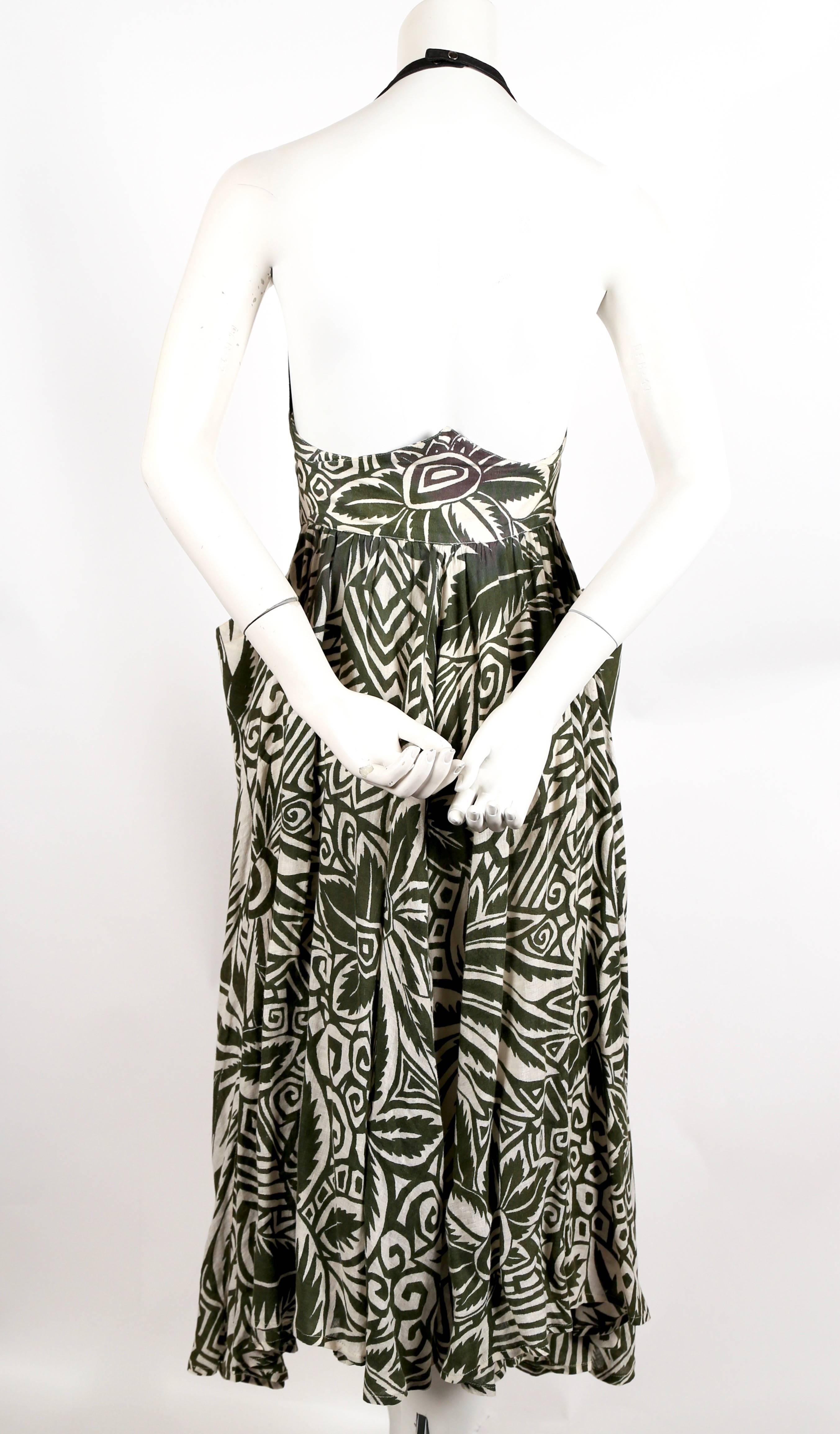 90's THIERRY MUGLER printed dress with black halter neck & wrap around pockets In Good Condition In San Fransisco, CA