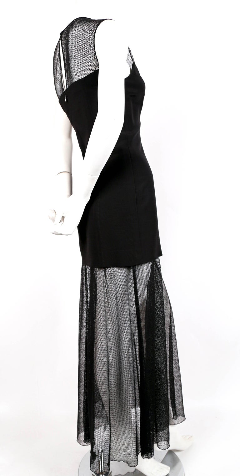 1980's KARL LAGERFELD black dress with sheer neckline and hemline For ...