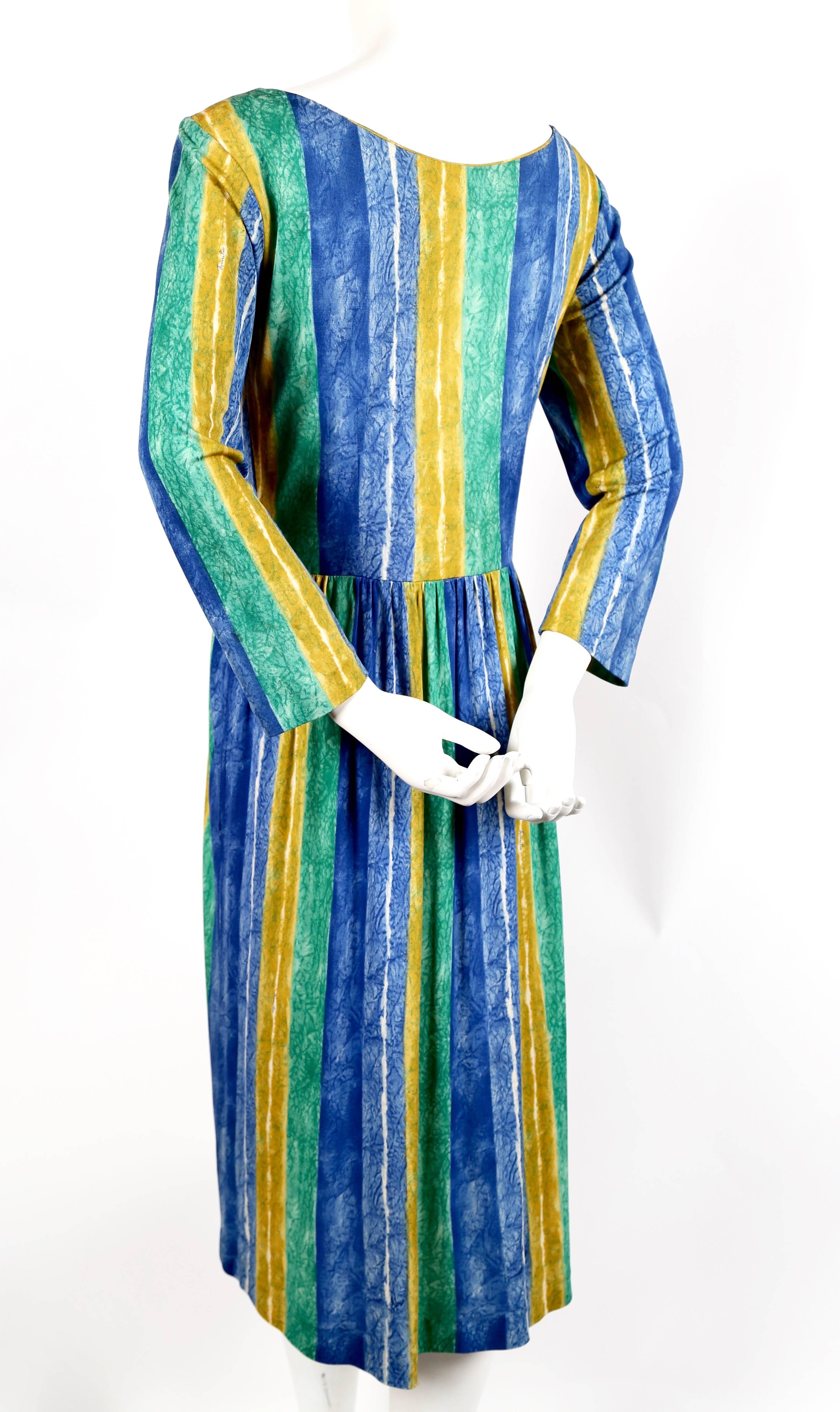 Blue 1960's EMILIO PUCCI printed silk jersey dress