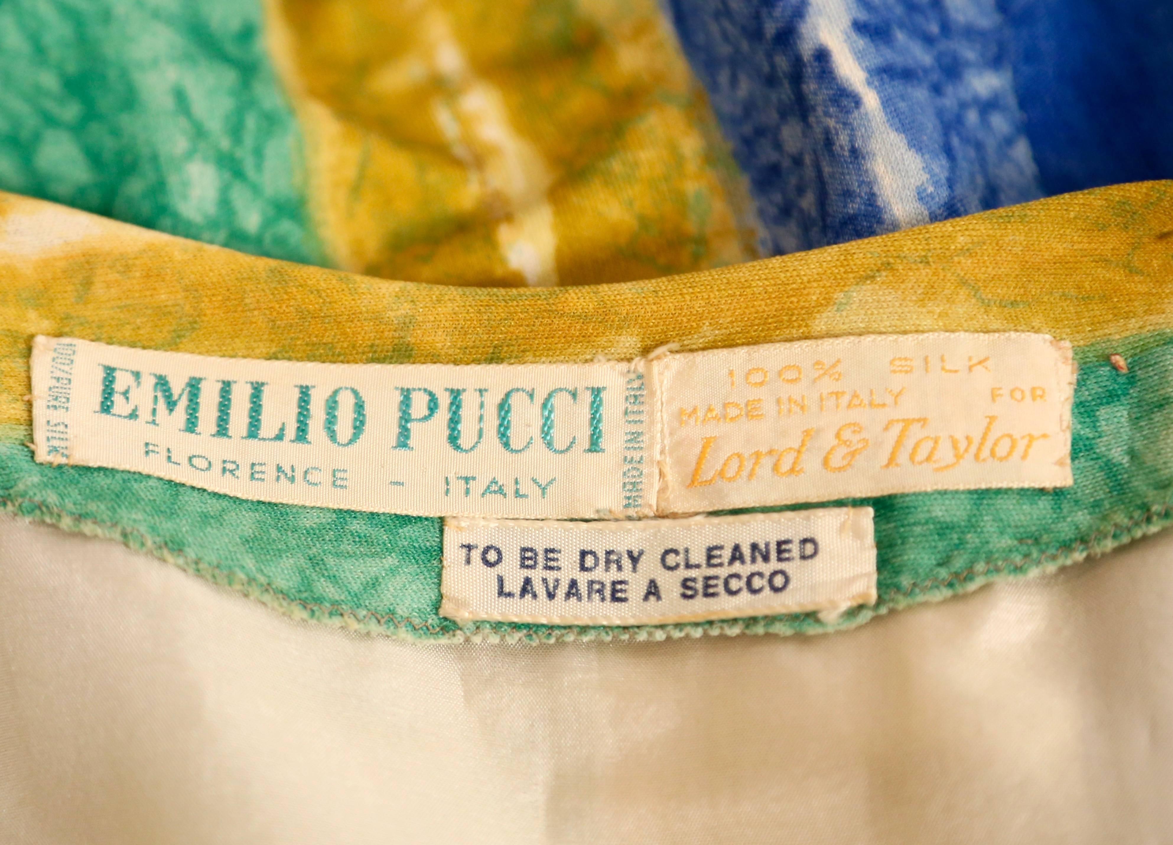 Women's or Men's 1960's EMILIO PUCCI printed silk jersey dress
