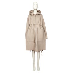 CELINE by PHOEBE PHILO oatmeal wool and cashmere coat with hood - resort 2016