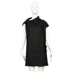 1992 YOHJI YAMAMOTO black wool asymmetrical rectangular mini dress