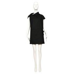1992 YOHJI YAMAMOTO black wool asymmetrical rectangular mini dress