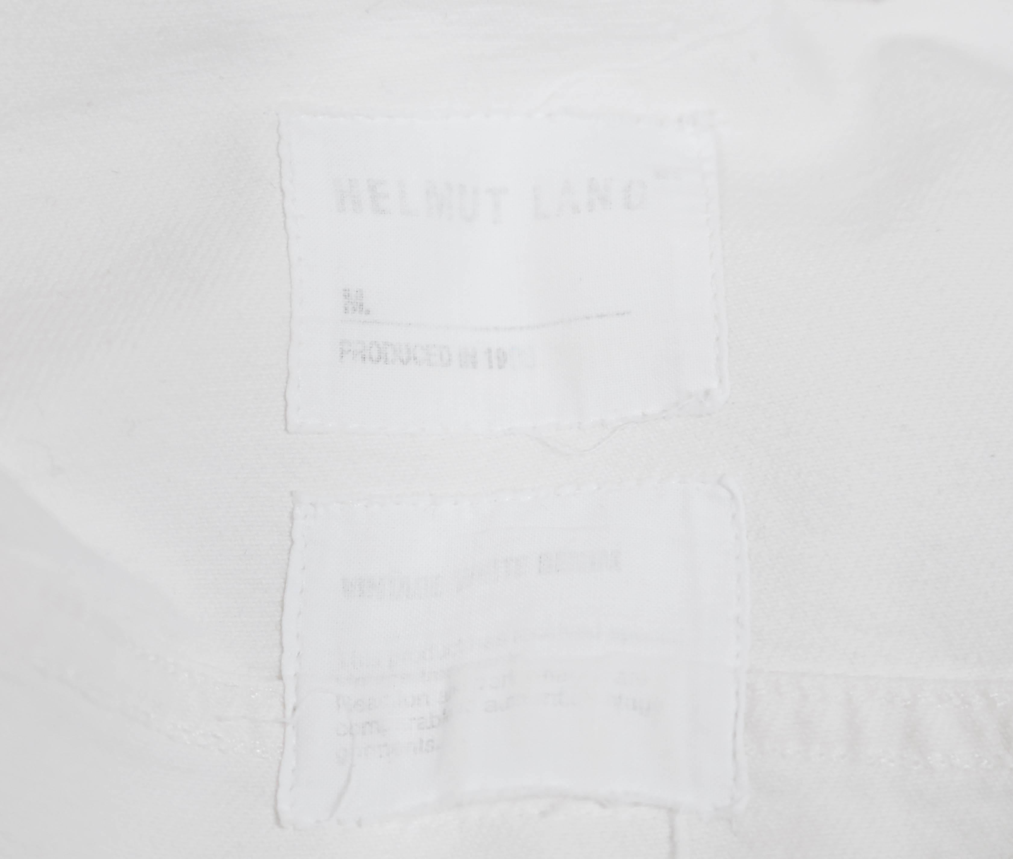 Gray 1990's HELMUT LANG white denim jacket with extra long turn up cuffs
