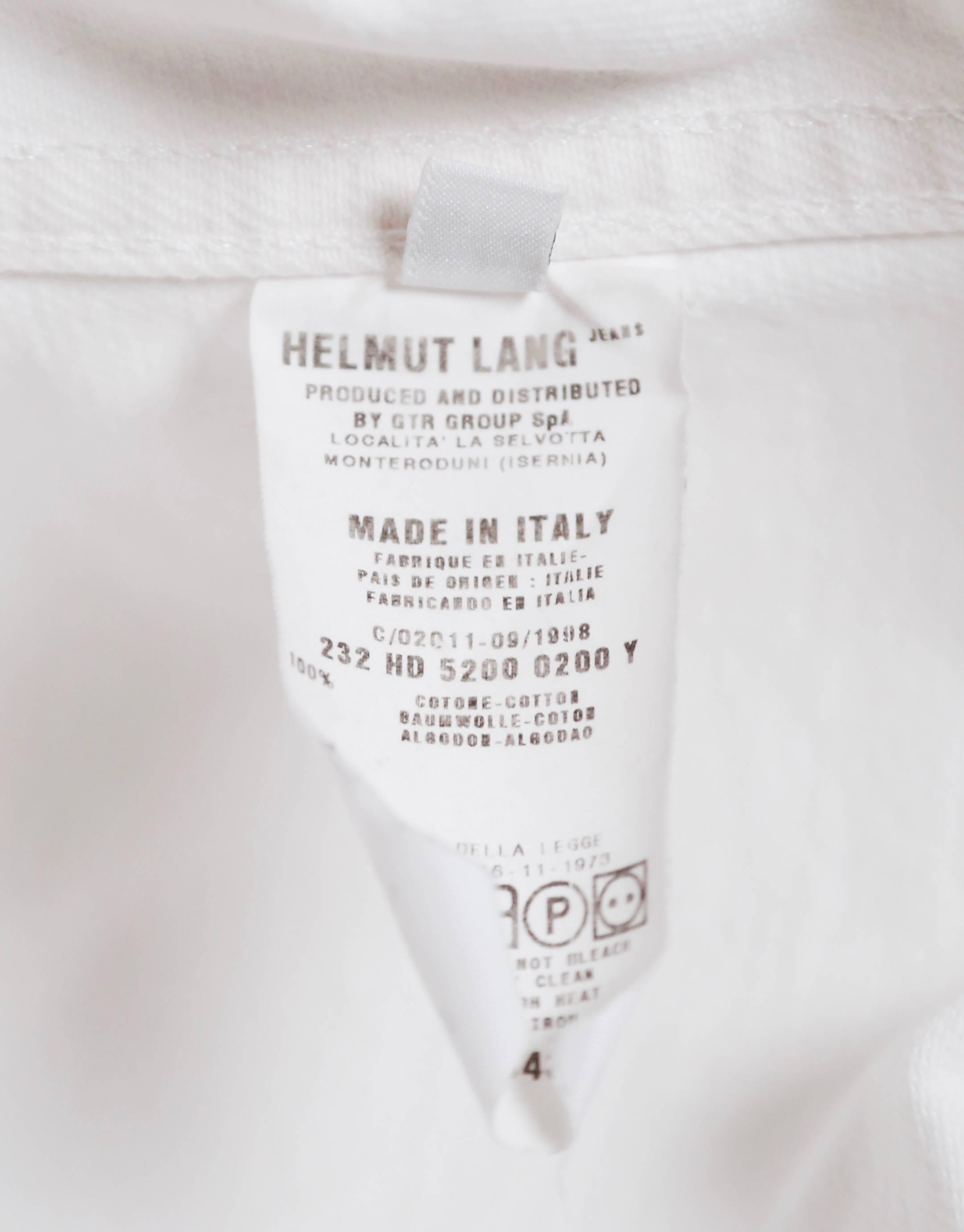 1990's HELMUT LANG white denim jacket with extra long turn up cuffs In Good Condition In San Fransisco, CA