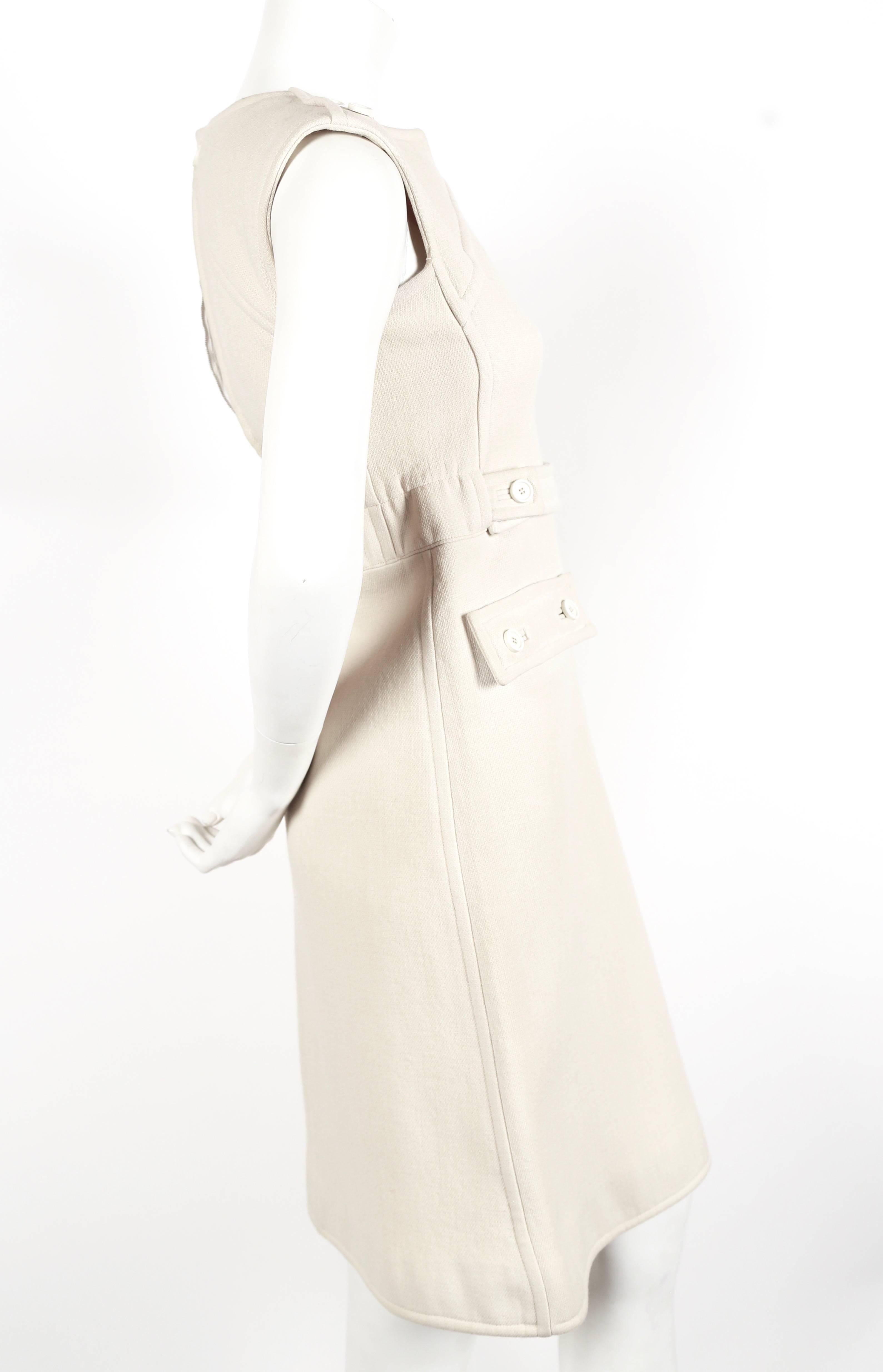 White 1960's COURREGES numbered haute couture A-line wool dress