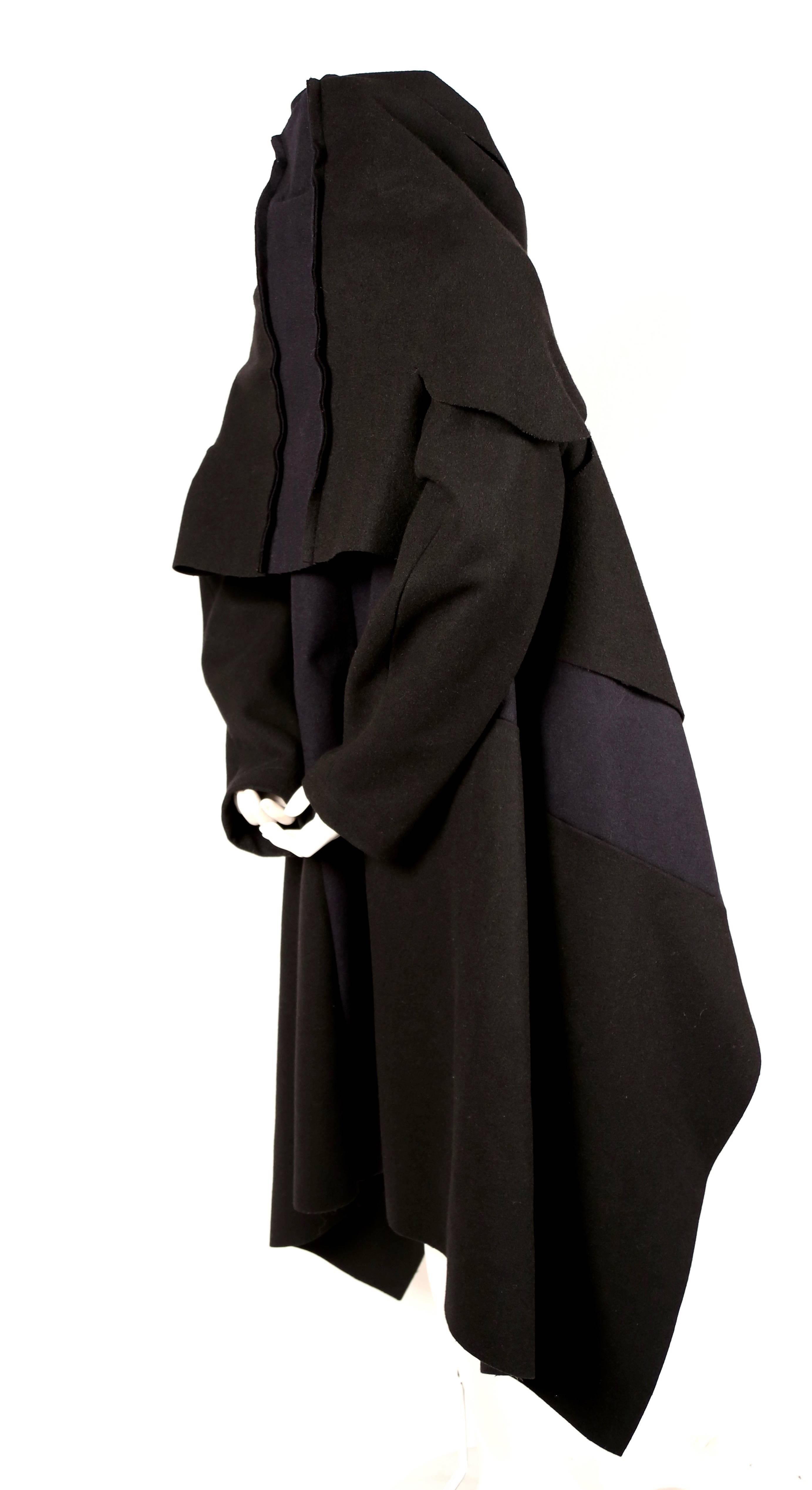 Black 2003 COMME DES GARCONS black & navy felted long wool coat