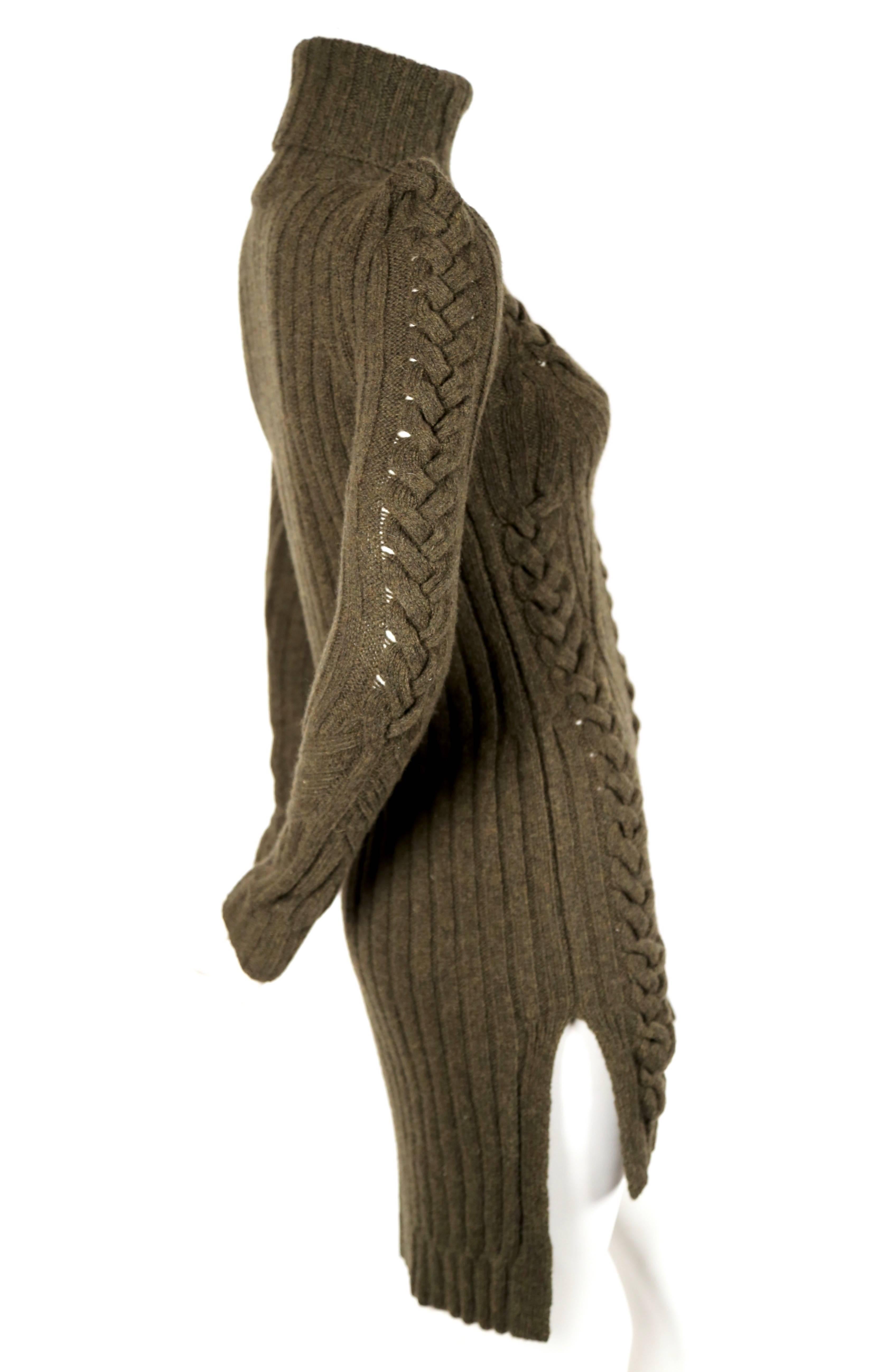 Noir Robe pull-over en maille torsadée vert mousse CELINE by PHOEBE PHILO