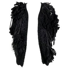 RODARTE - Pull cardigan noir en maille et boucle, tricoté à la main, défilé 2009