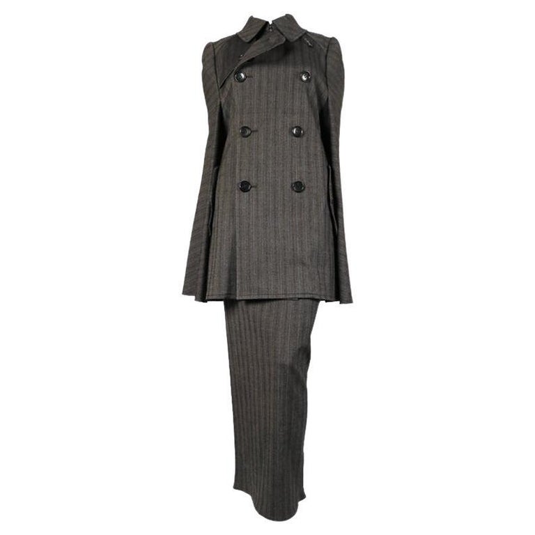 Junya Watanabe striped wool runway cape coat and skirt, 2008 For Sale ...