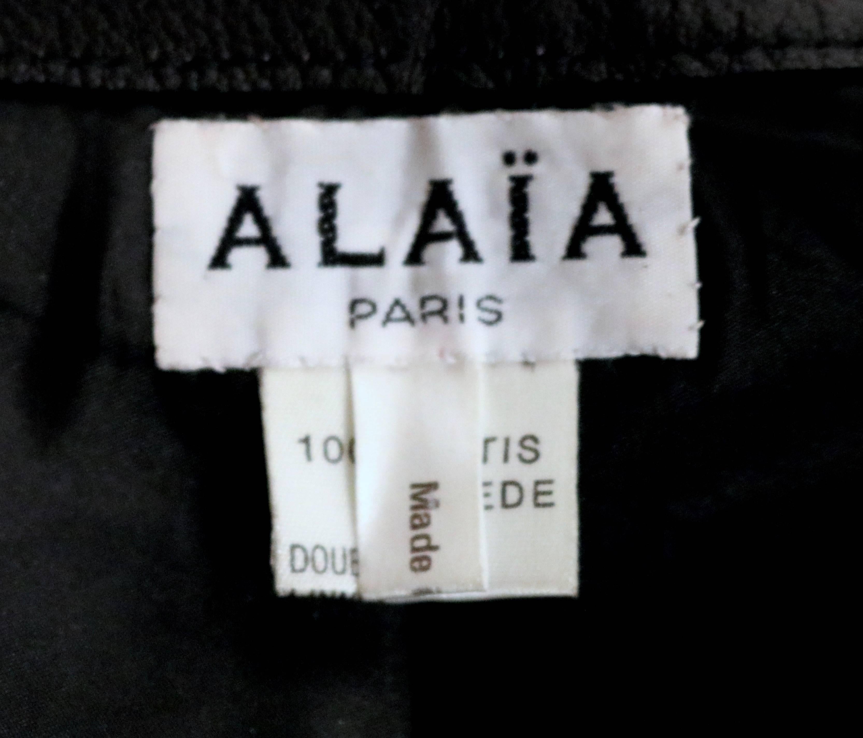 Women's or Men's 1990 AZZEDINE ALAIA olive and black suede skirt with ruching and buckle