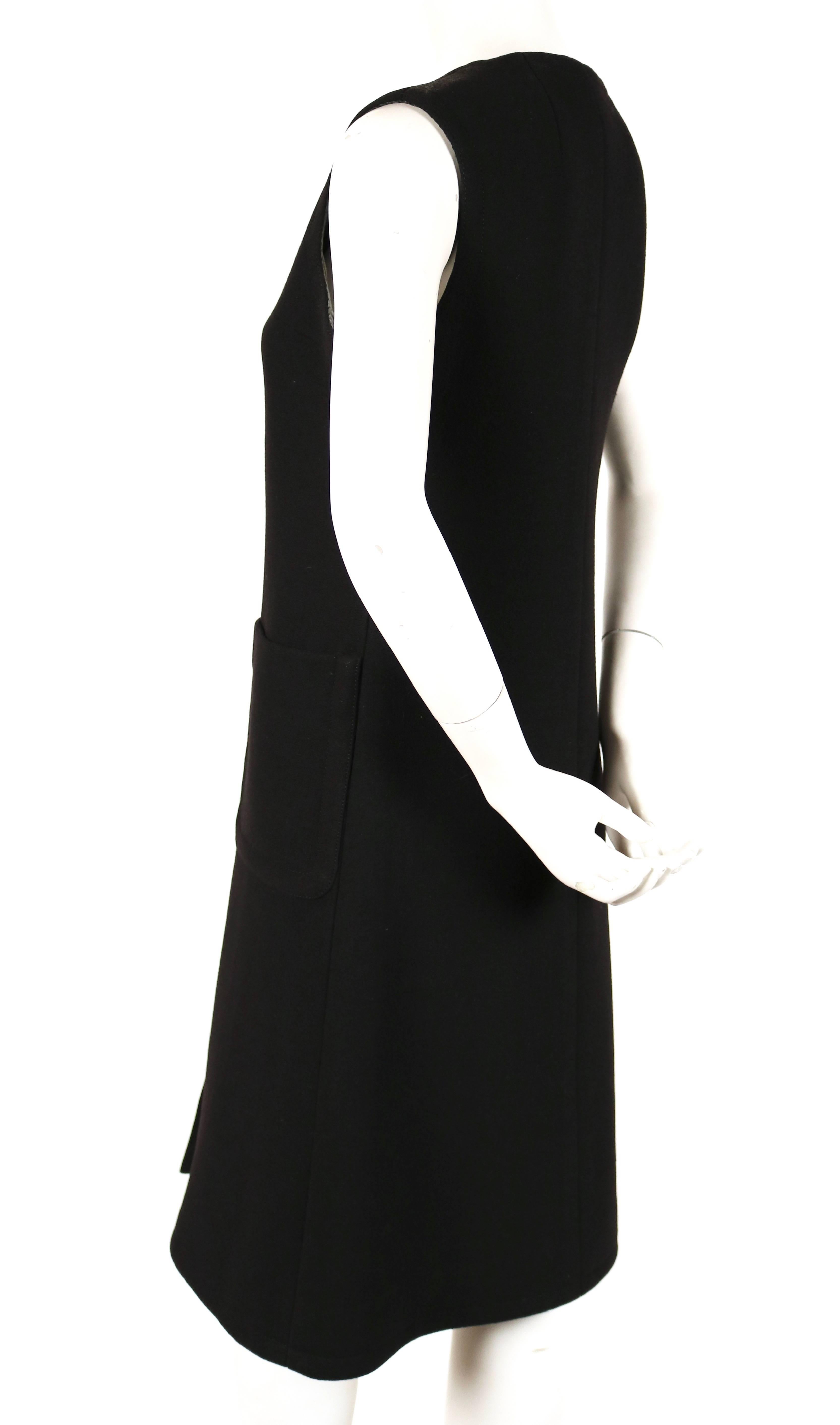 Black 1960's LANVIN black wool A-line dress