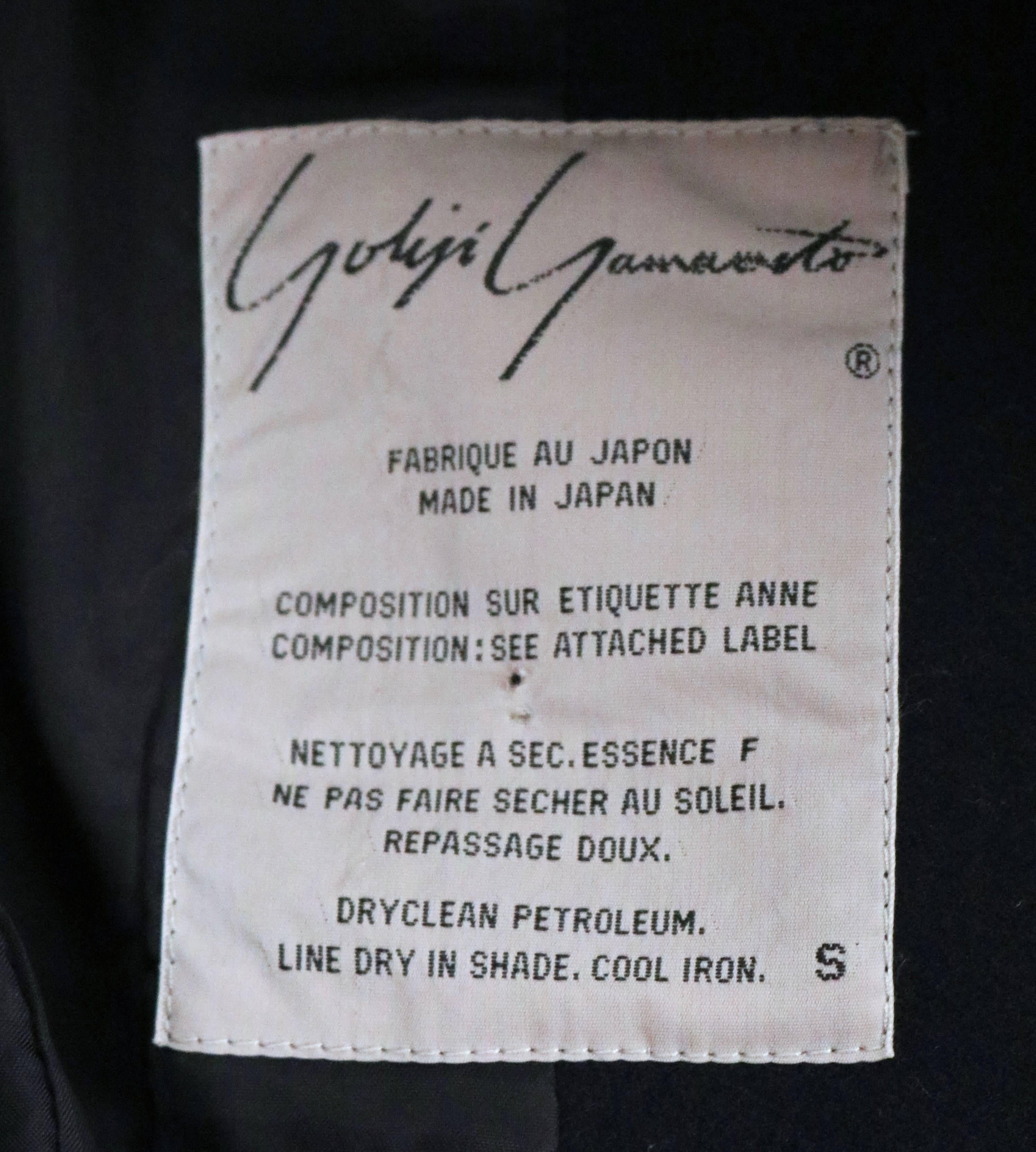 Yohji Yamamoto black wool jacket with carwash hemline, 1980s In Good Condition In San Fransisco, CA