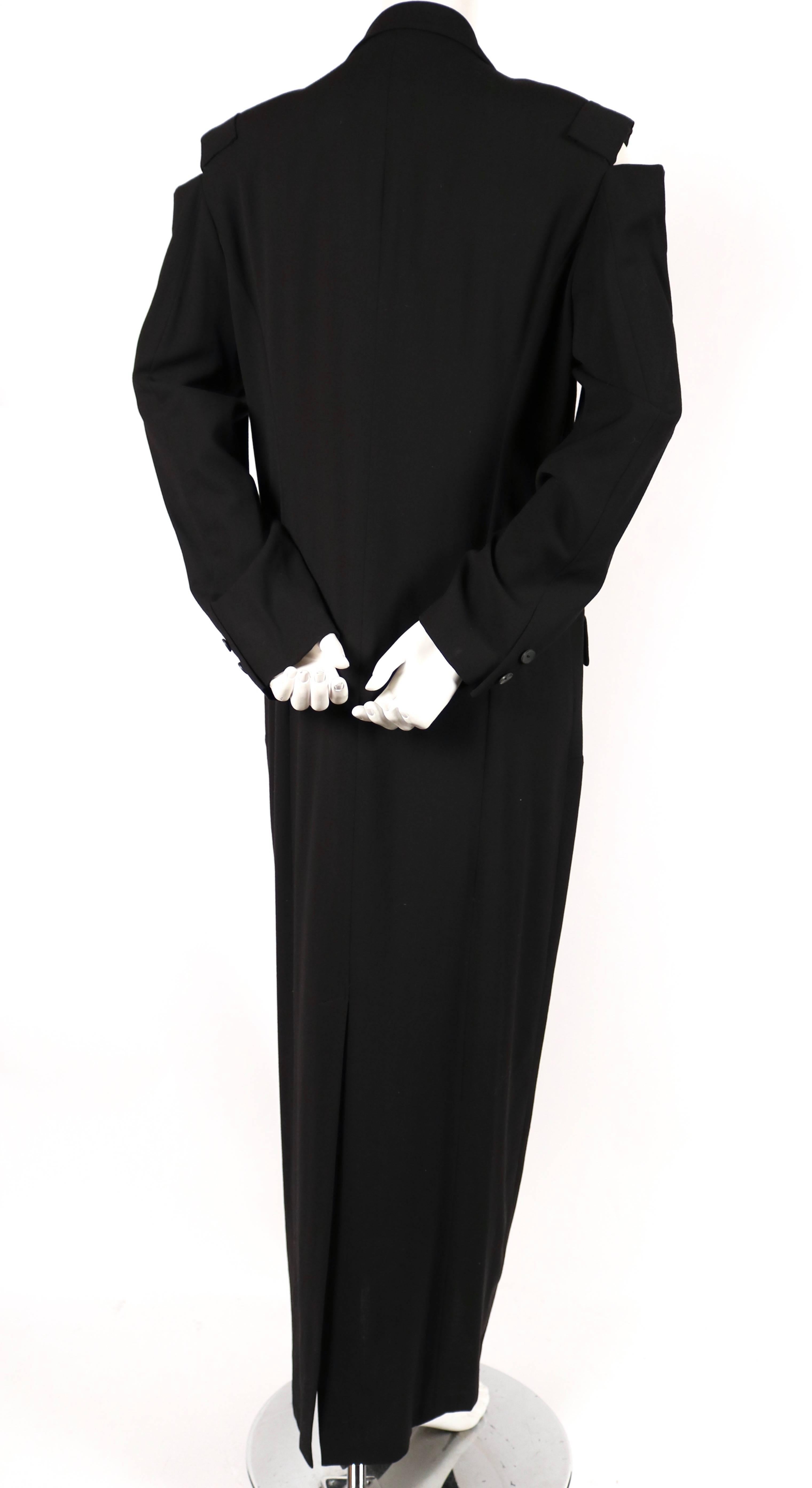 Black Yohji Yamamoto black wool dress with cutout shoulders, 1980s